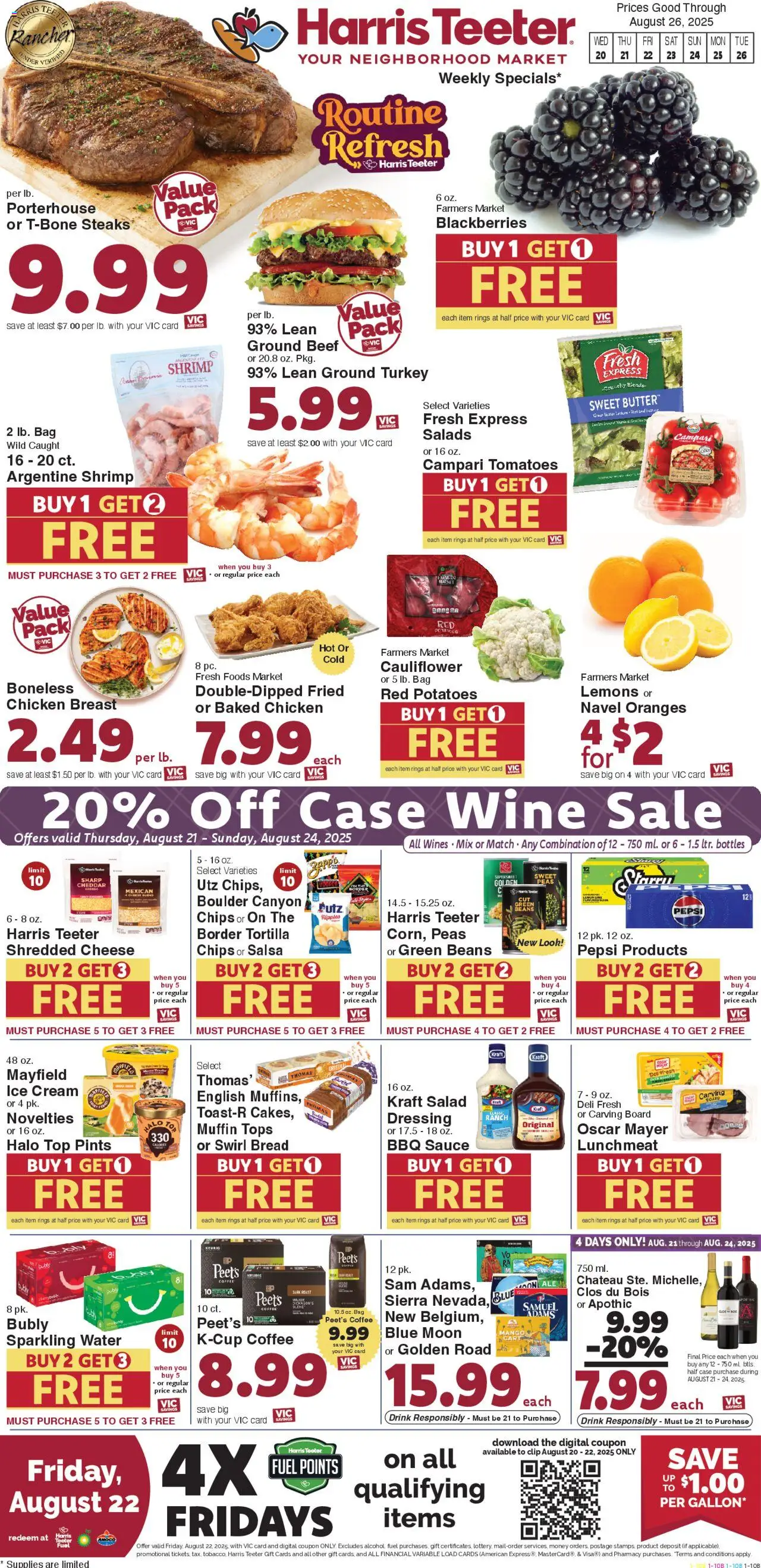 Harris Teeter Weekly Ad - valid from 20.08.2025 | Page: 1 | Products: Clip, Beef, Chips, Ice cream