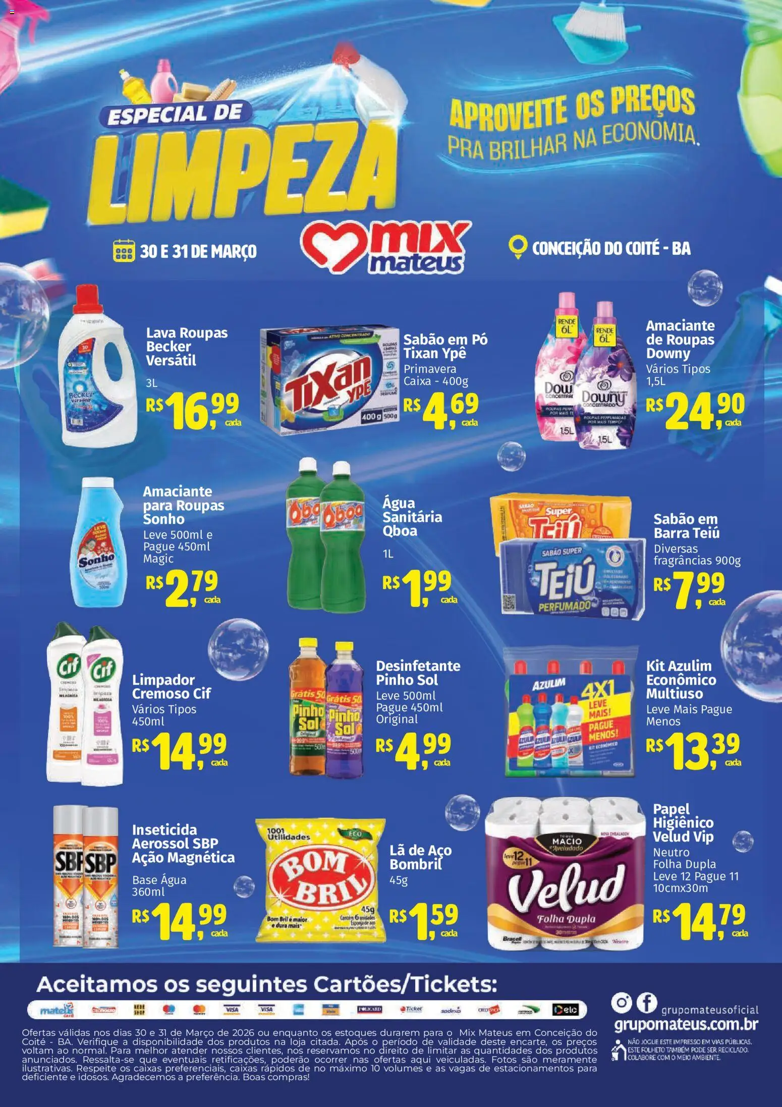 Mateus Folheto - válido de 30.03.2026 | Página: 1 | Produtos: Pó, Sabão em pó, Roupas, Desinfetante
