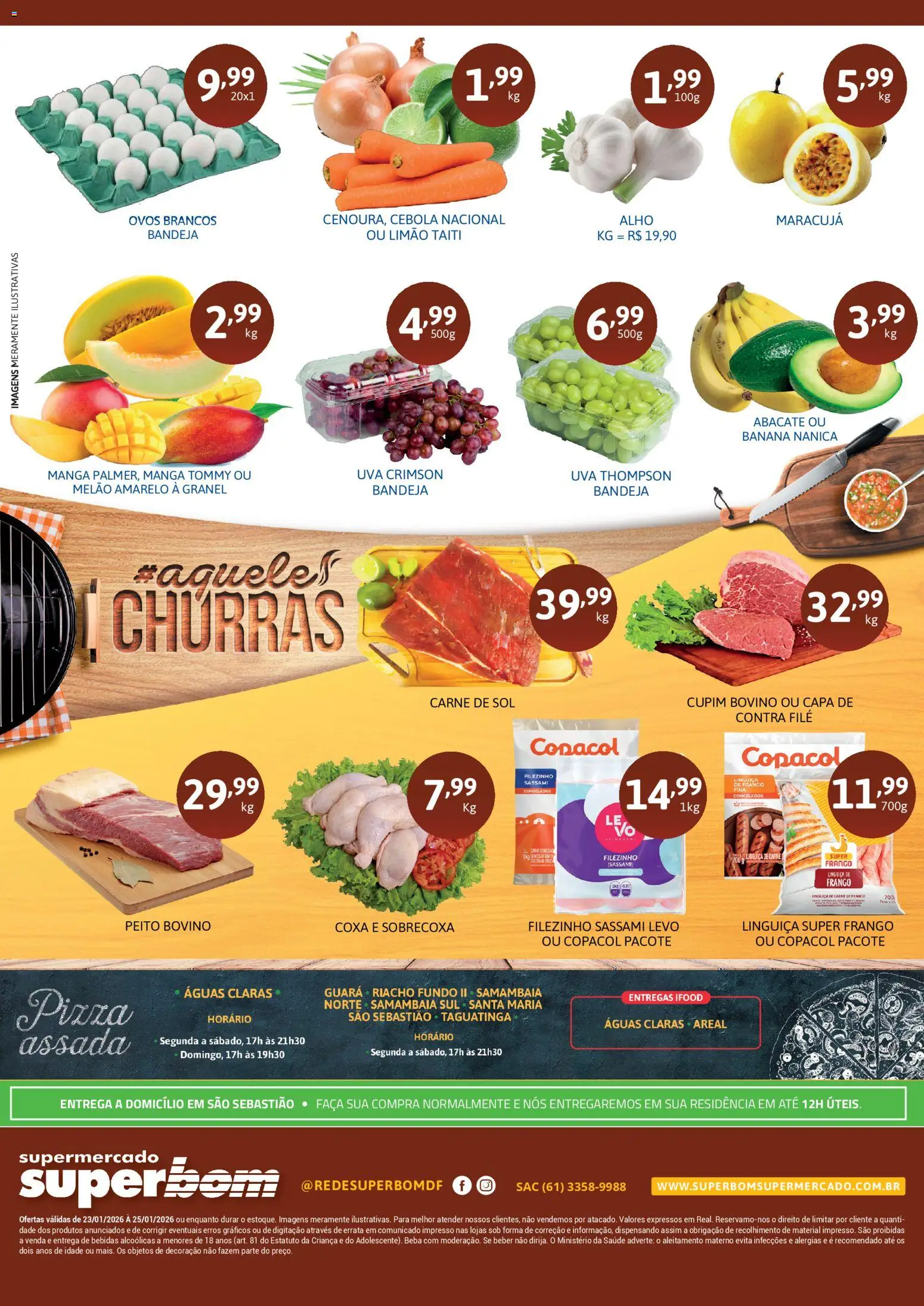 Superbom Folheto - válido de 23.01.2026 | Página: 2 | Produtos: Linguiça, Contra filé, Pizza, Carne