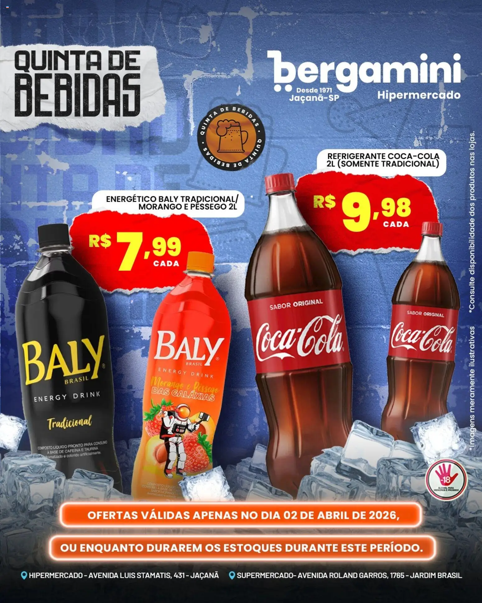 Supermercado Bergamini Folheto - válido de 02.04.2026 | Página: 11 | Produtos: Pêssego, Energético, Base, Refrigerante