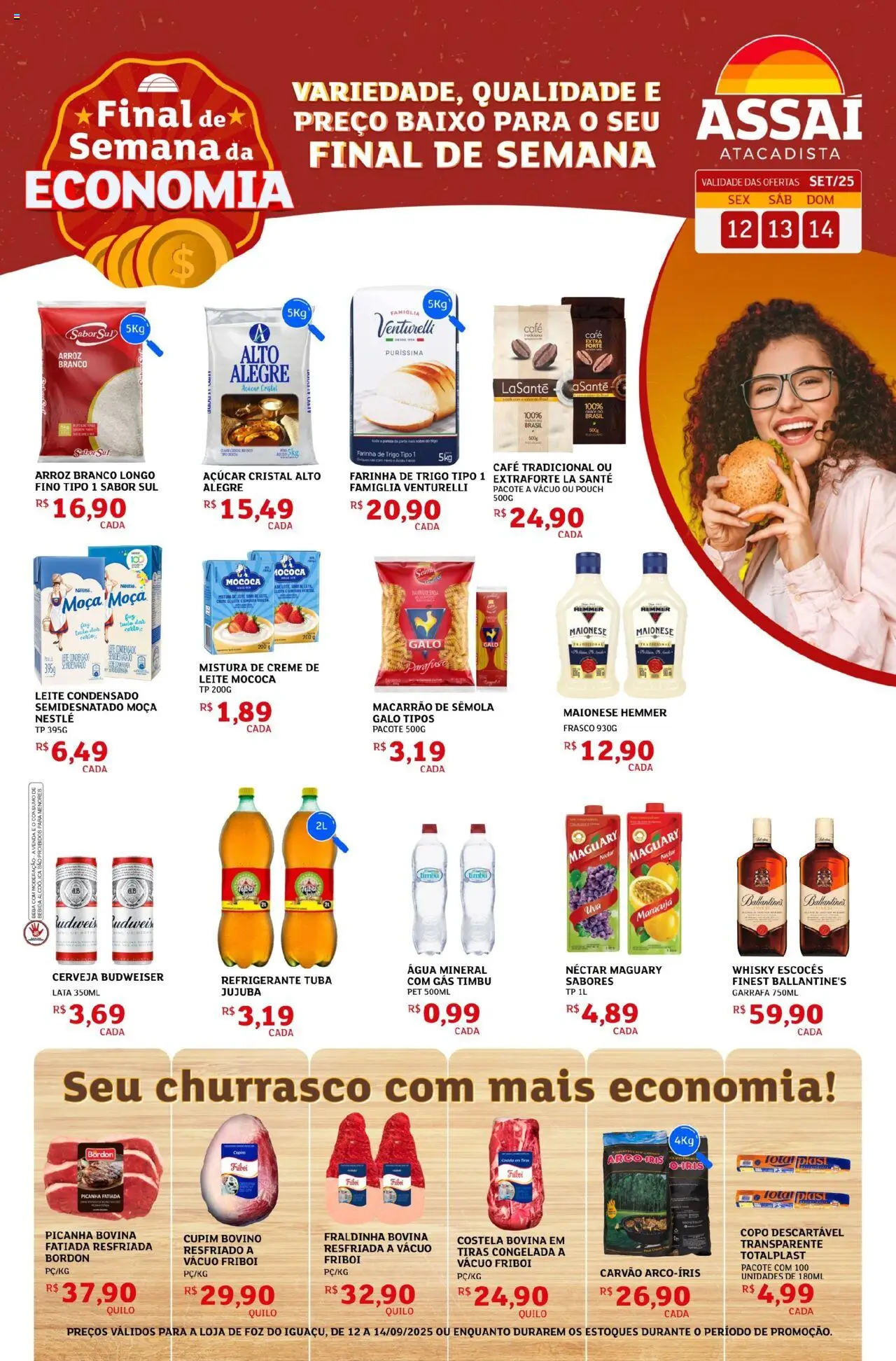 Assaí Atacadista Folheto - válido de 12.09.2025 | Página: 1 | Produtos: Macarrão, Creme, Baixo, Maionese