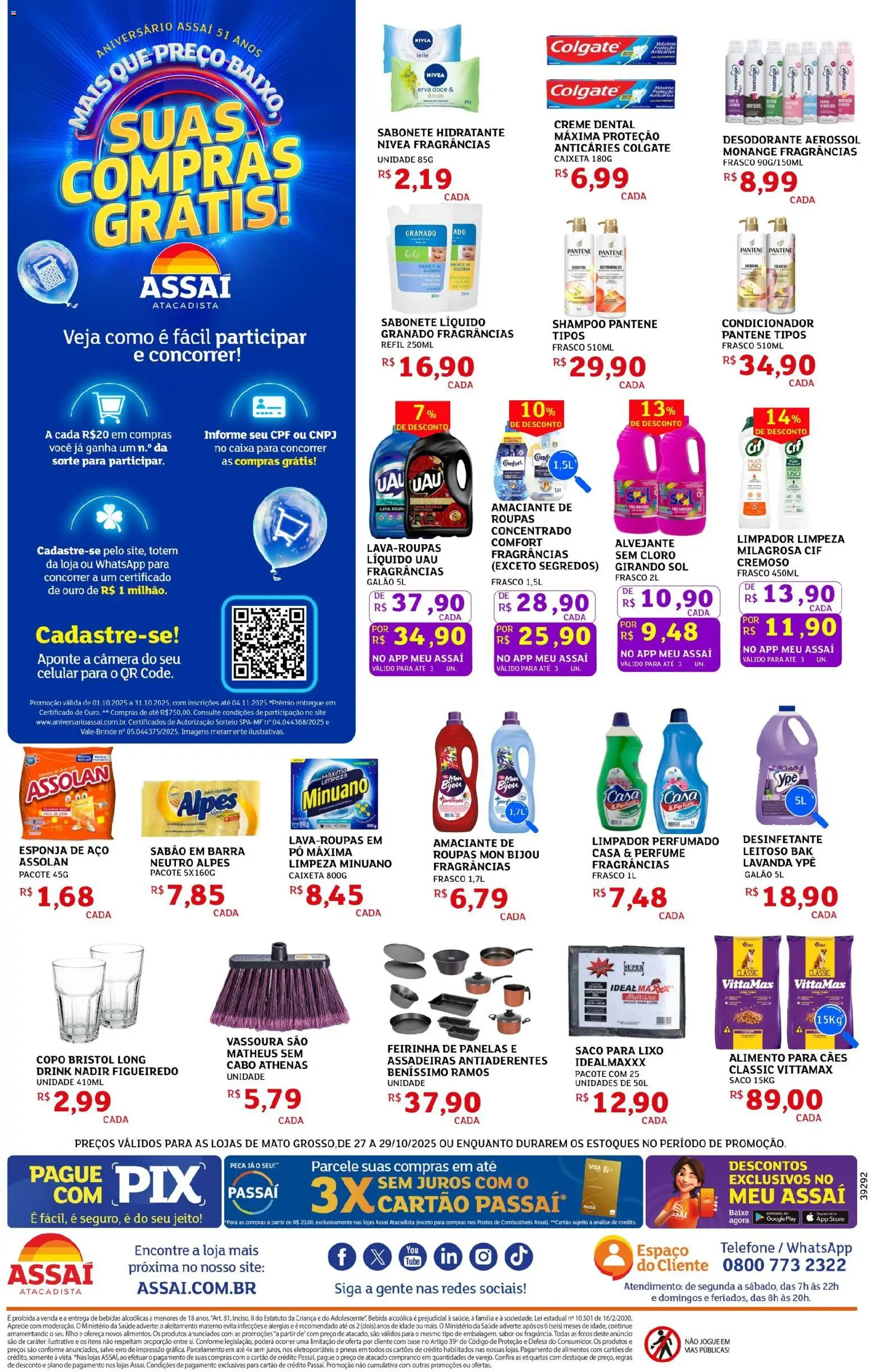 Assaí Atacadista Folheto - válido de 27.10.2025 | Página: 4 | Produtos: Celular, Esponja, Creme dental, Câmera