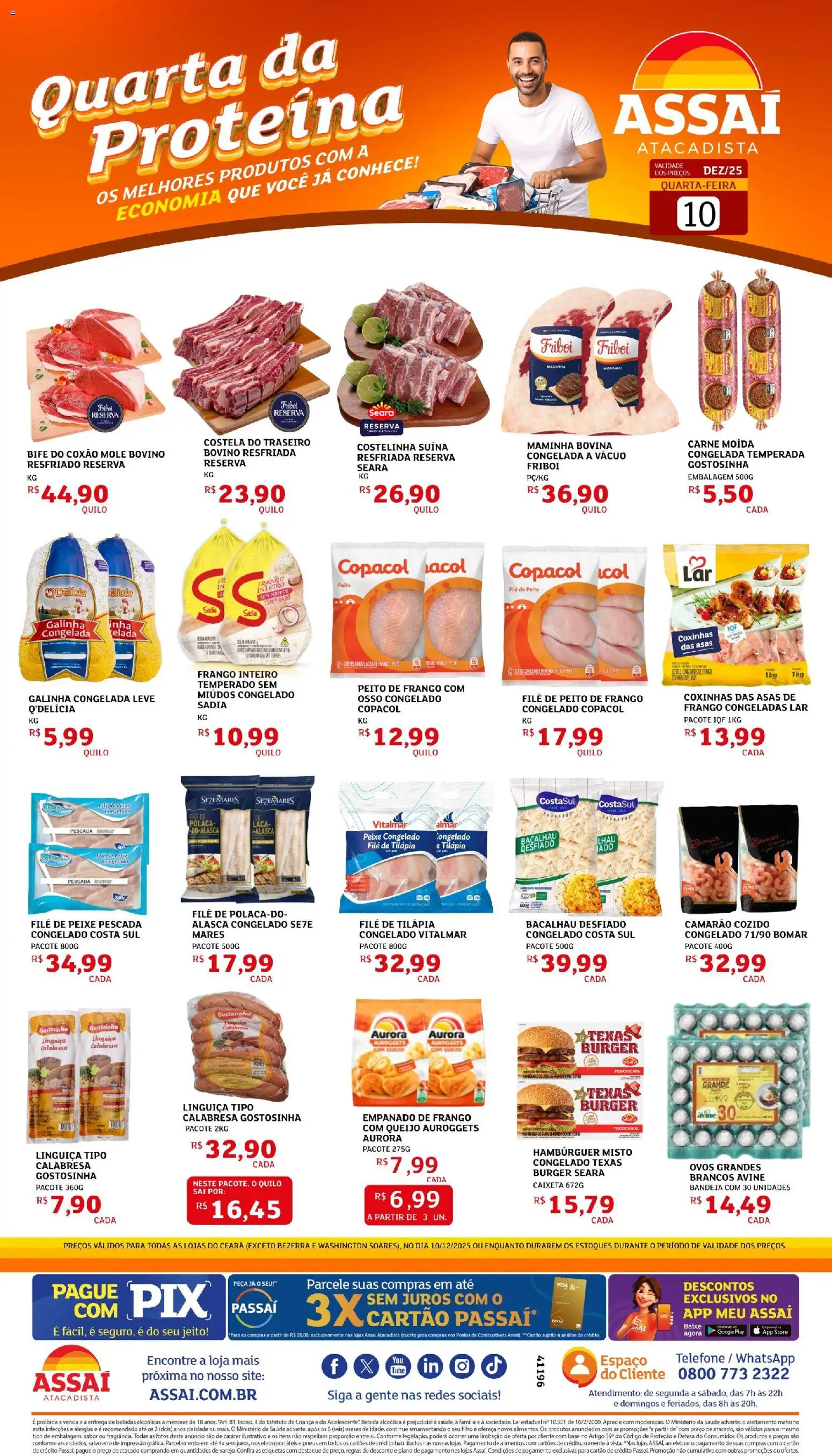 Assaí Atacadista Folheto - válido de 10.12.2025 | Página: 1 | Produtos: Tilápia, Hambúrguer, Frango, Peito de frango
