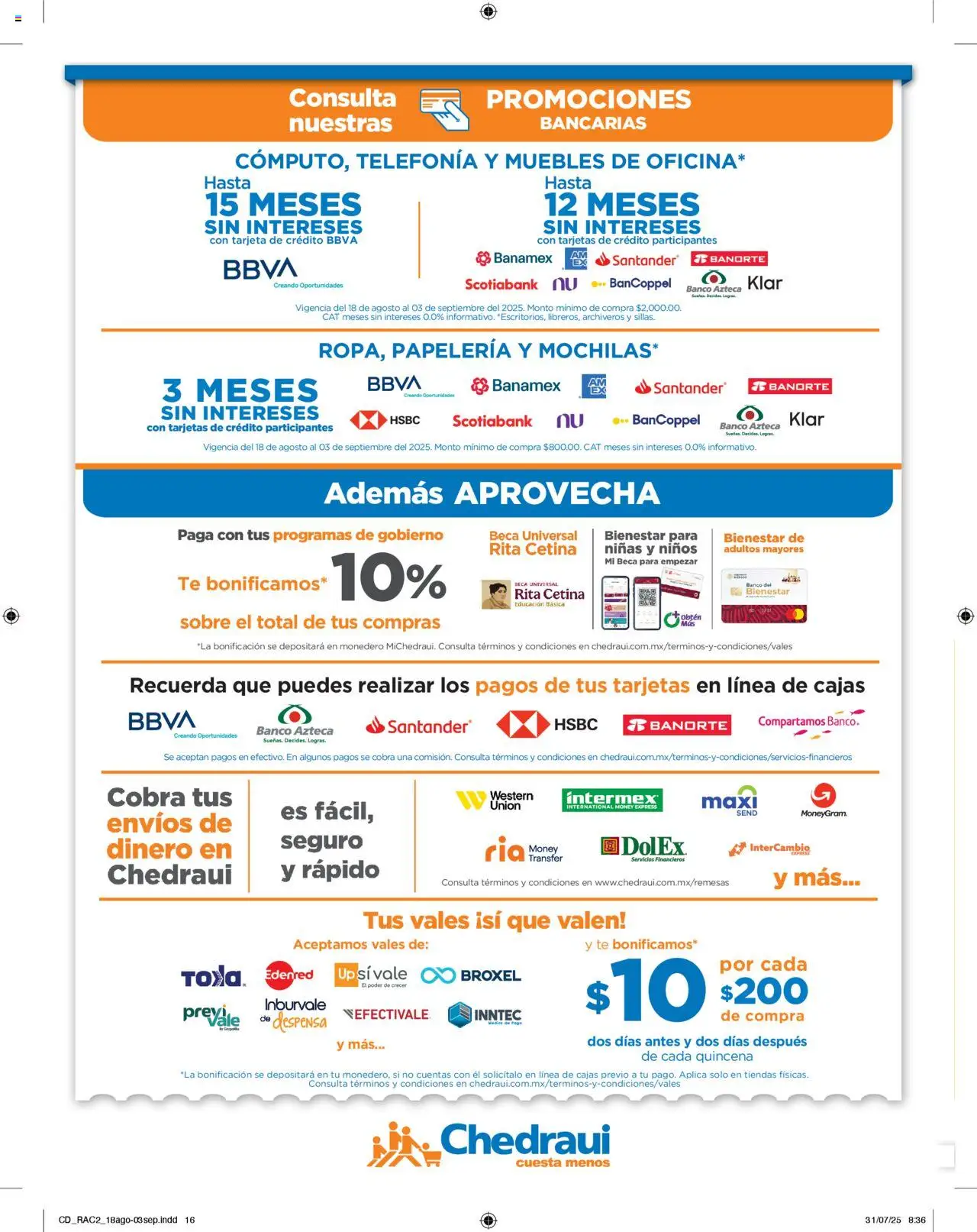 Nuevas ofertas de Chedraui válidas en toda la República Mexicana desde el 18.08.2025. ¡Encuentra las mejores ofertas en Chedraui - Promociones! | Página: 16 | Productos: Banco, Despensa, Té, Sobre