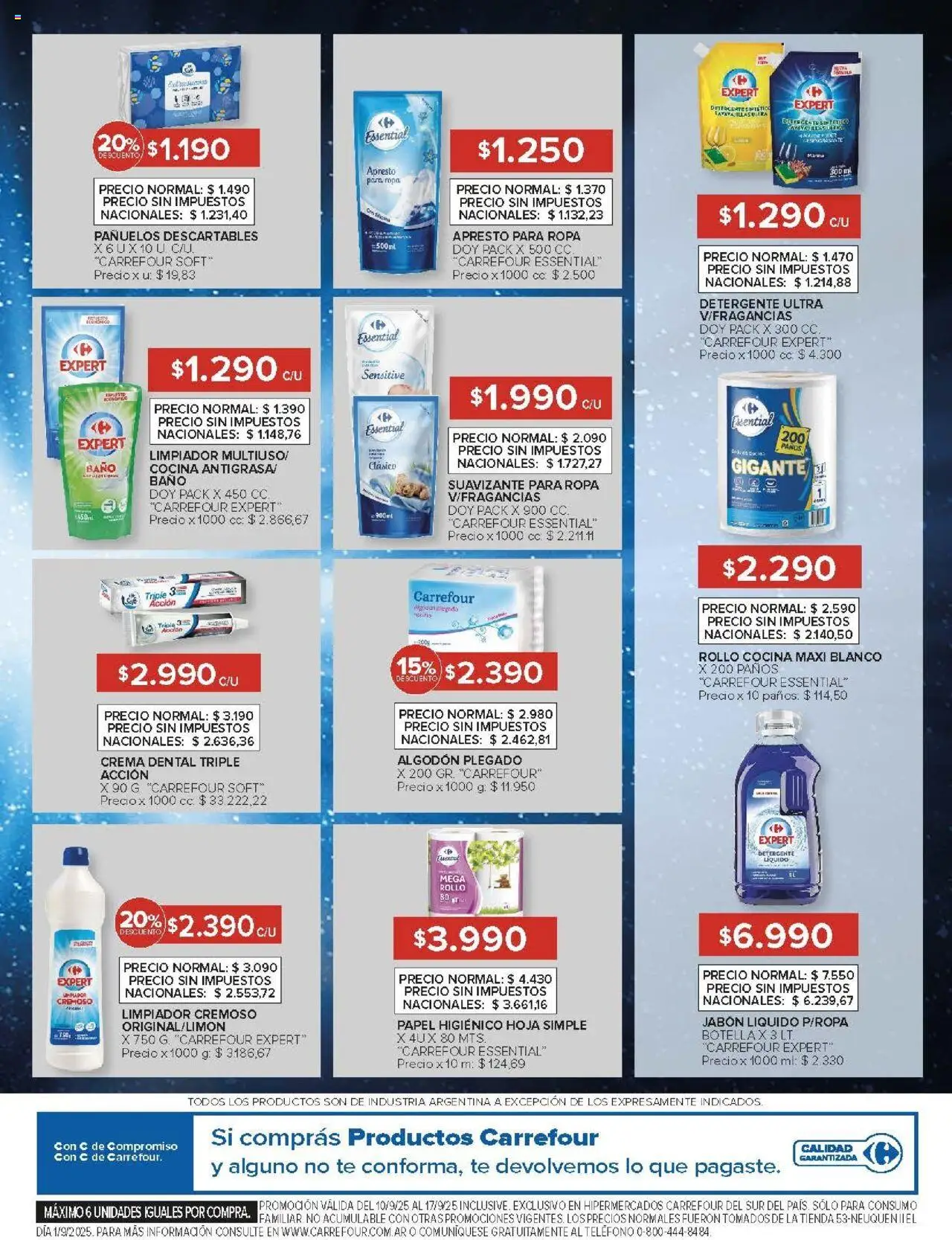 Carrefour ofertas - Comodoro │ válido desde el 10.09.2025 | Página: 11 | Productos: Algodón, Jabón, Suavizante, Limpiador