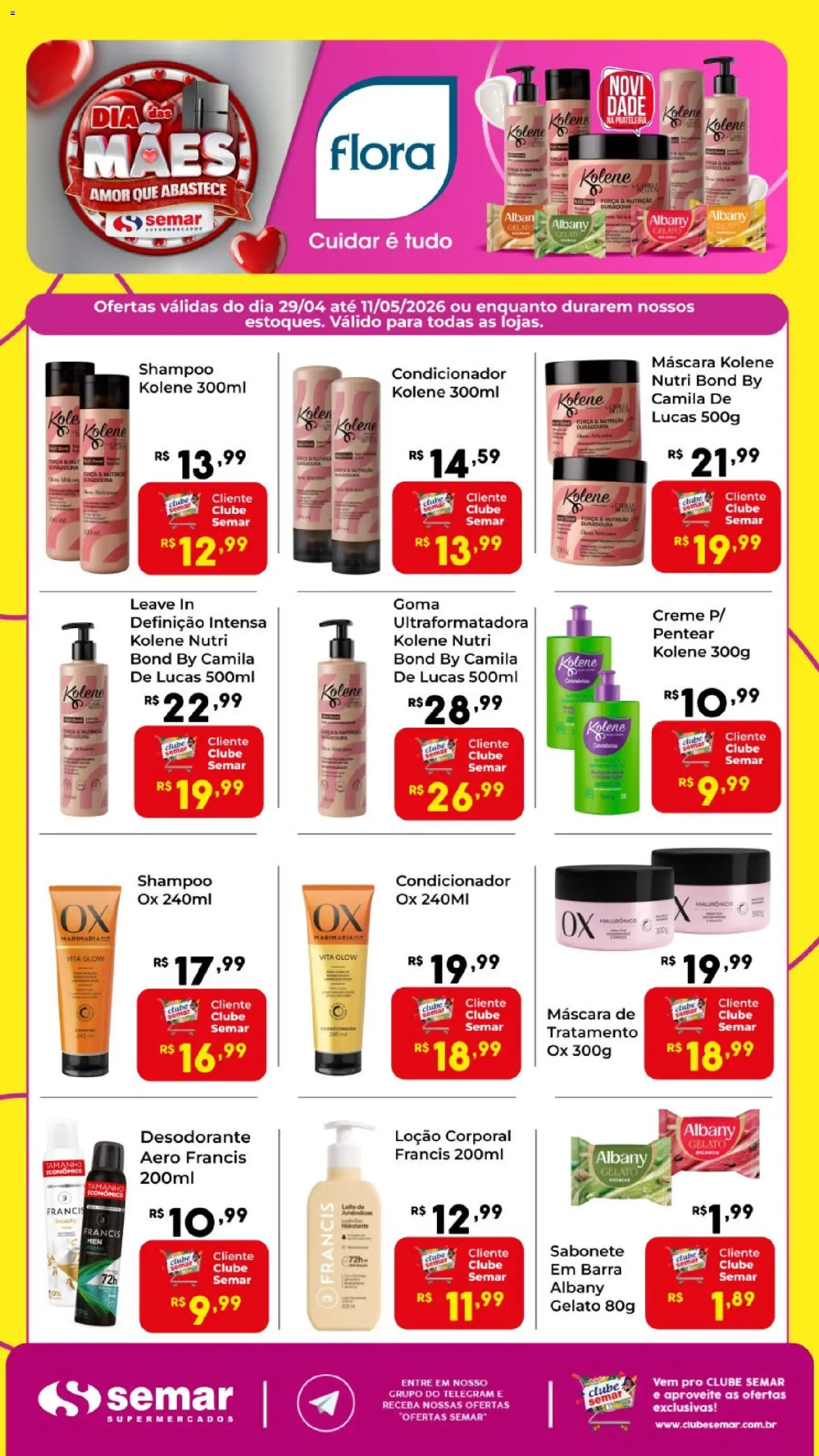 Semar Supermercado Folheto - válido de 29.04.2026 | Página: 1 | Produtos: Condicionador, Desodorante, Prateleira, Creme