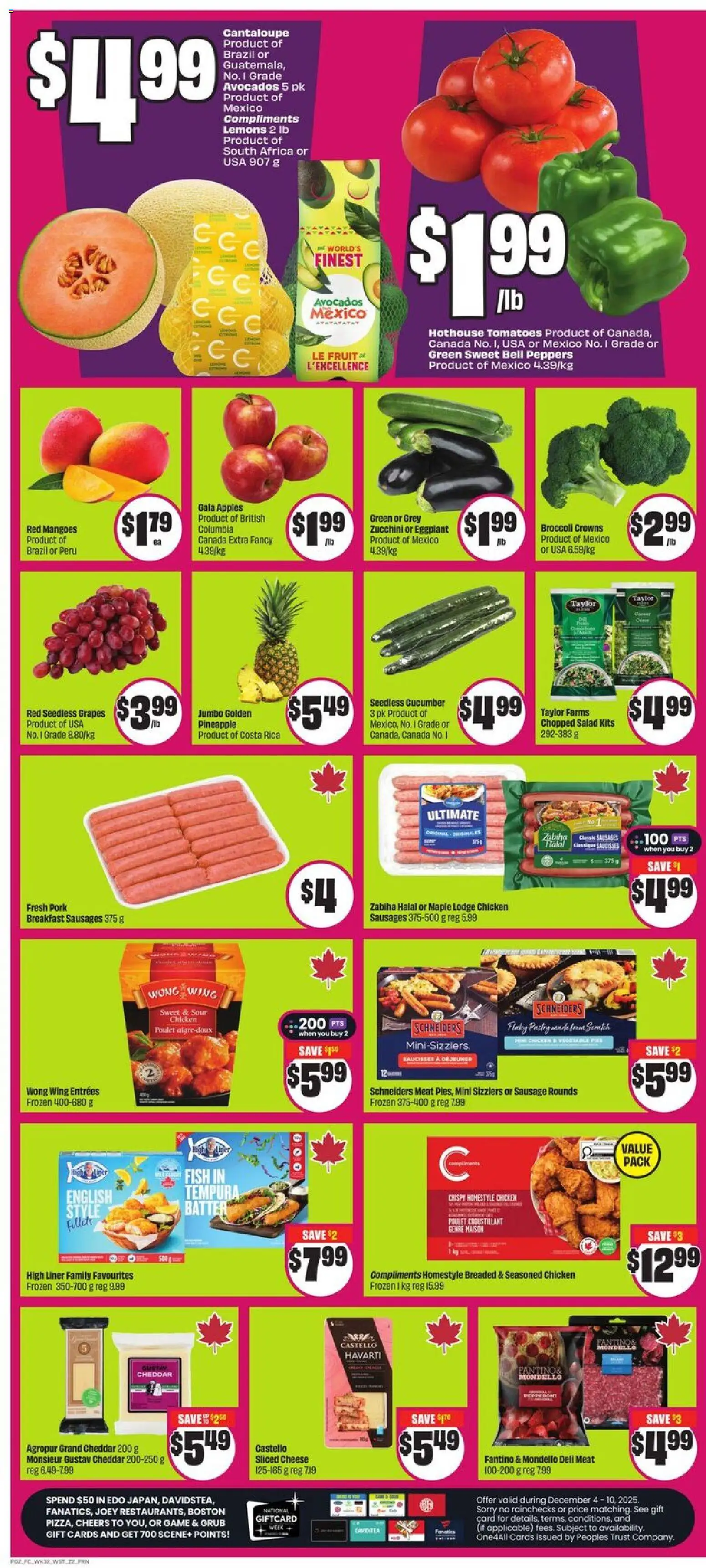 FreshCo flyer valid from 04.12.2025 | Page: 3 | Products: Fish, Salad, Chicken, Apples