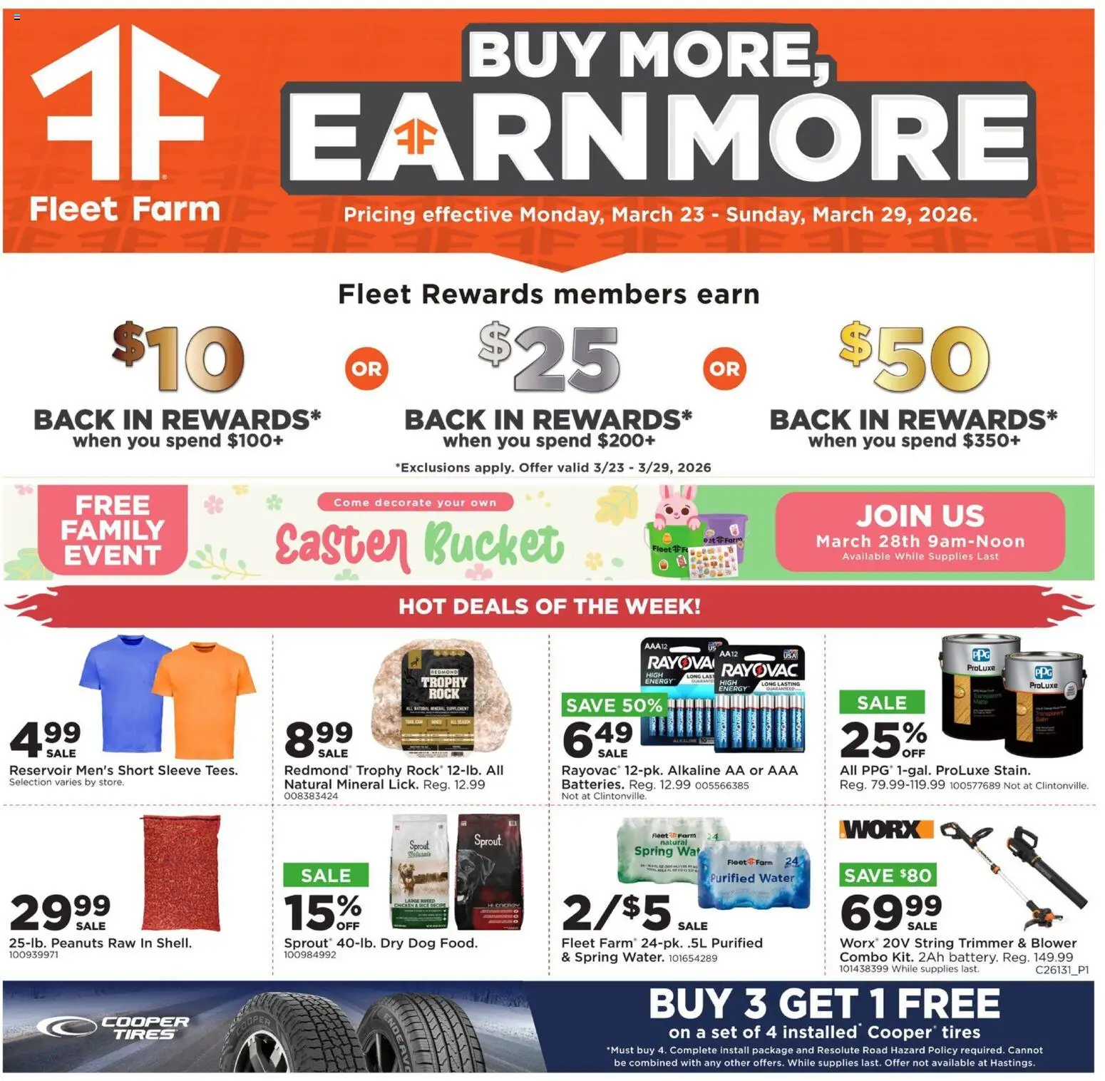 Mills Fleet Farm Weekly Ad - valid from 23.03.2026 | Page: 1 | Products: Trimmer, Caster, Water, Blower