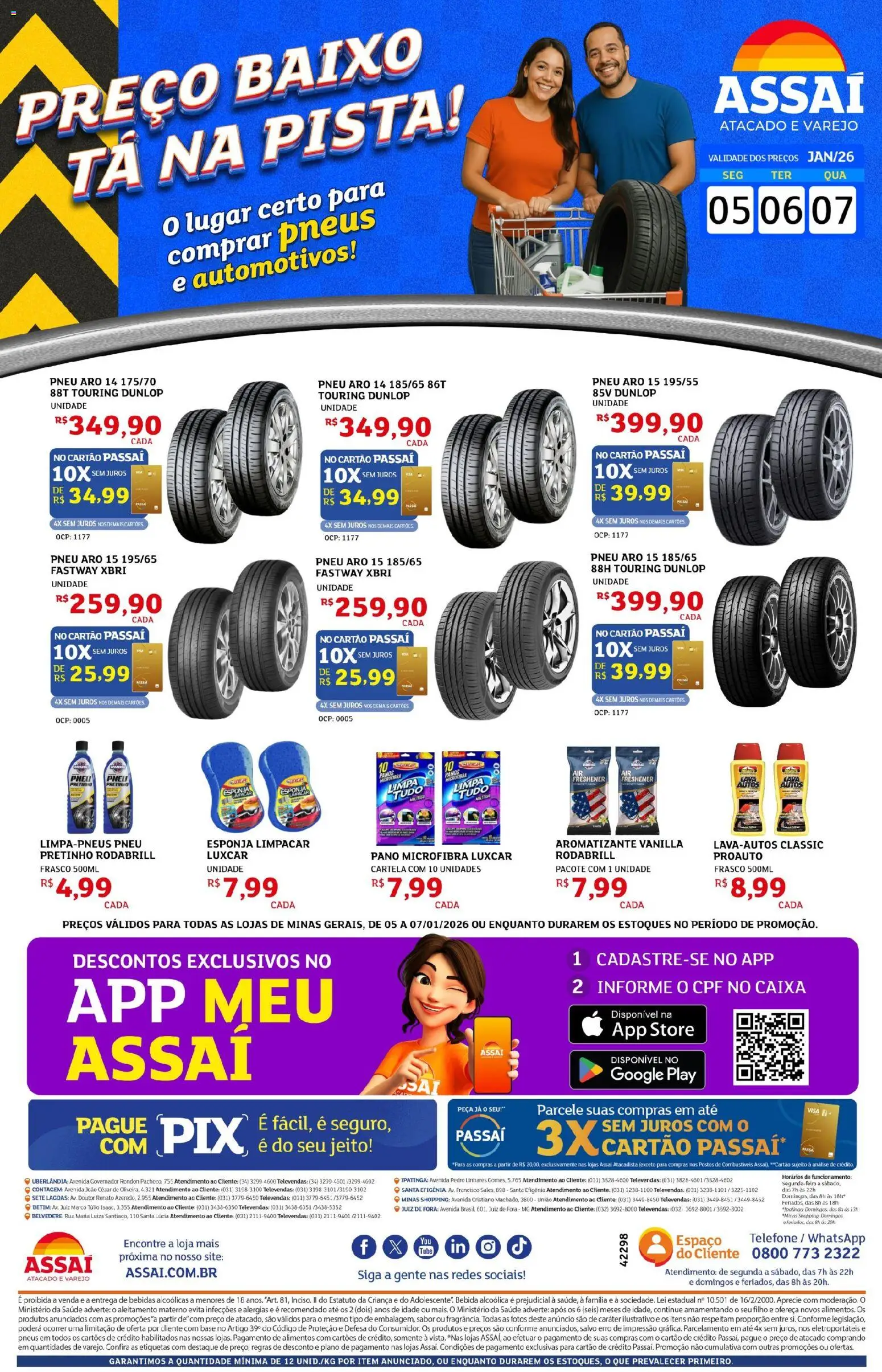 Assaí Atacadista Folheto - válido de 05.01.2026 | Página: 1 | Produtos: Esponja, Base, Bebida, Telefone