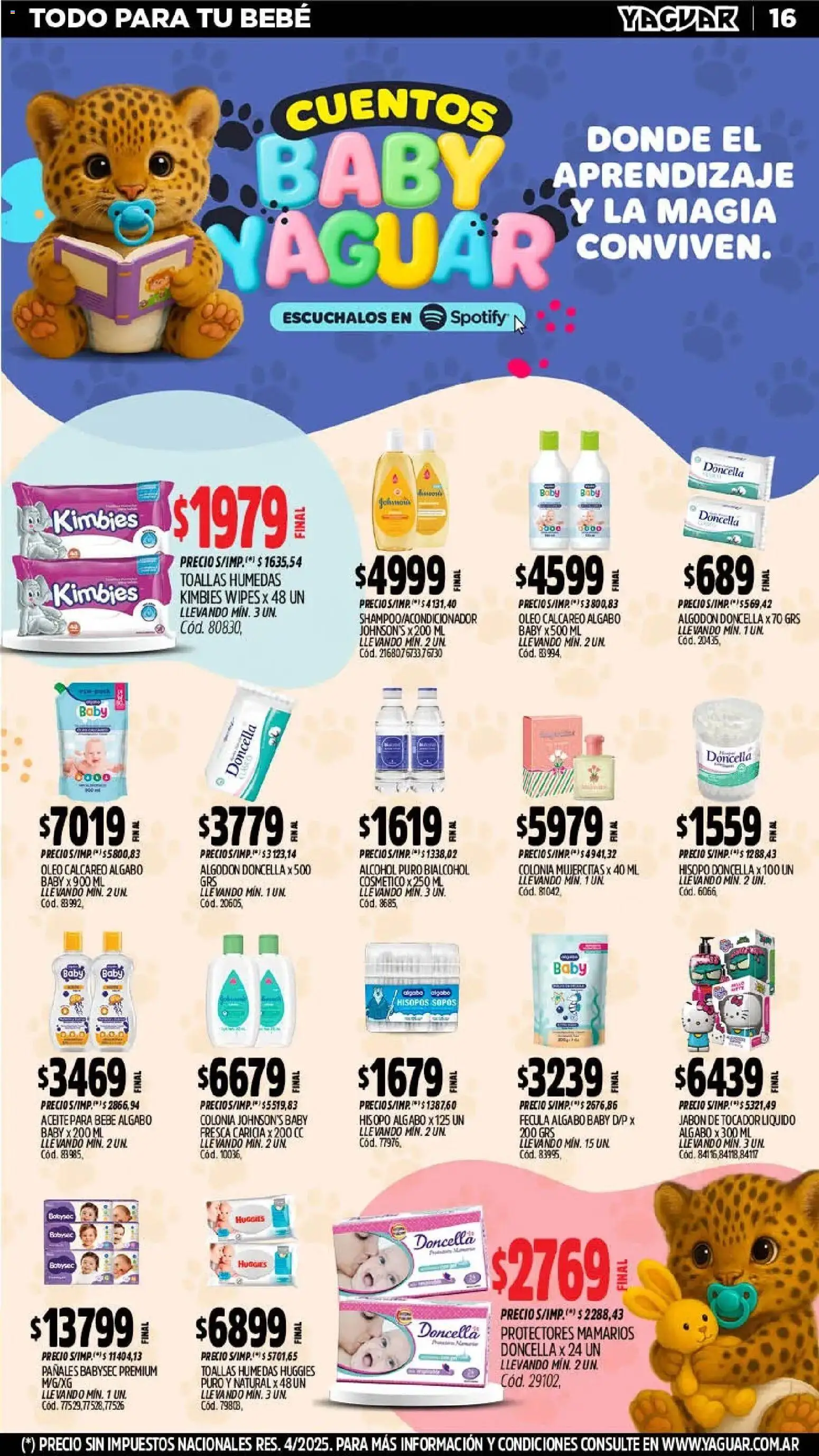 Yaguar - Oferta Semanal Neuquen │ válido desde el 23.02.2026 | Página: 16 | Productos: Toallas, Aceite, Jabón, Pañales