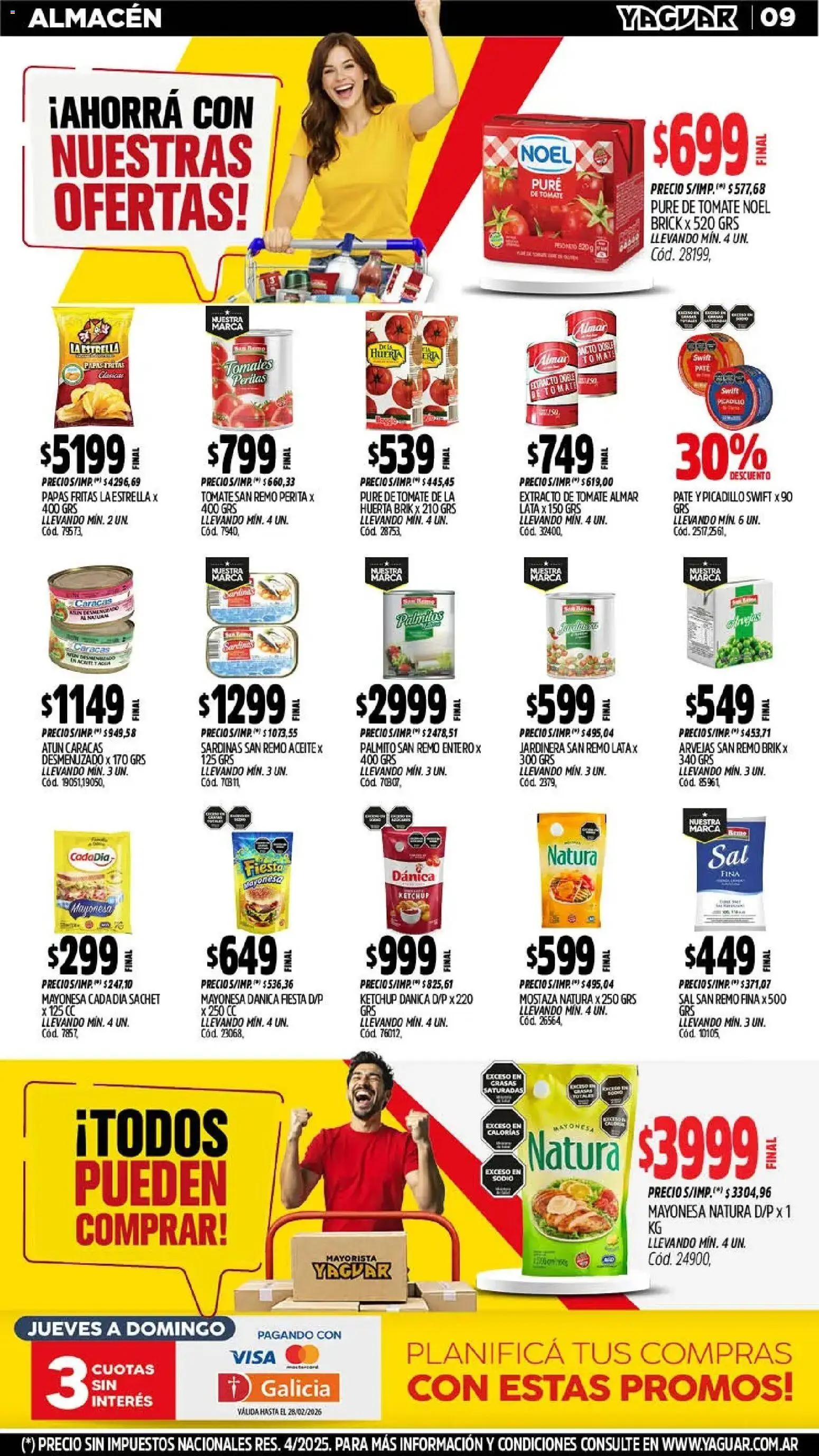 Yaguar - Oferta Semanal San Juan │ válido desde el 23.02.2026 | Página: 8 | Productos: Mayonesa, Sal, Paté, Tomates