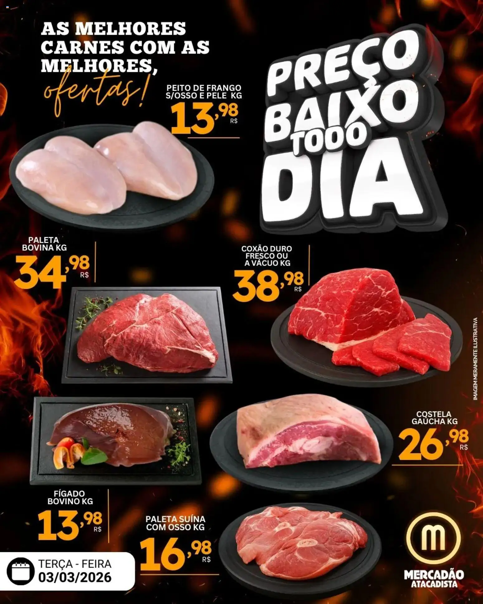 Mercadão Atacadista Folheto - válido de 03.03.2026 | Página: 1 | Produtos: Baixo, Frango, Peito de frango