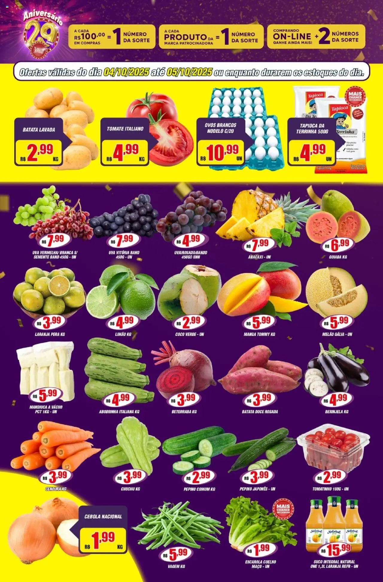 Violeta Supermercados Folheto - válido de 04.10.2025 | Página: 4 | Produtos: Pera, Beterraba, Cebola, Mandioca
