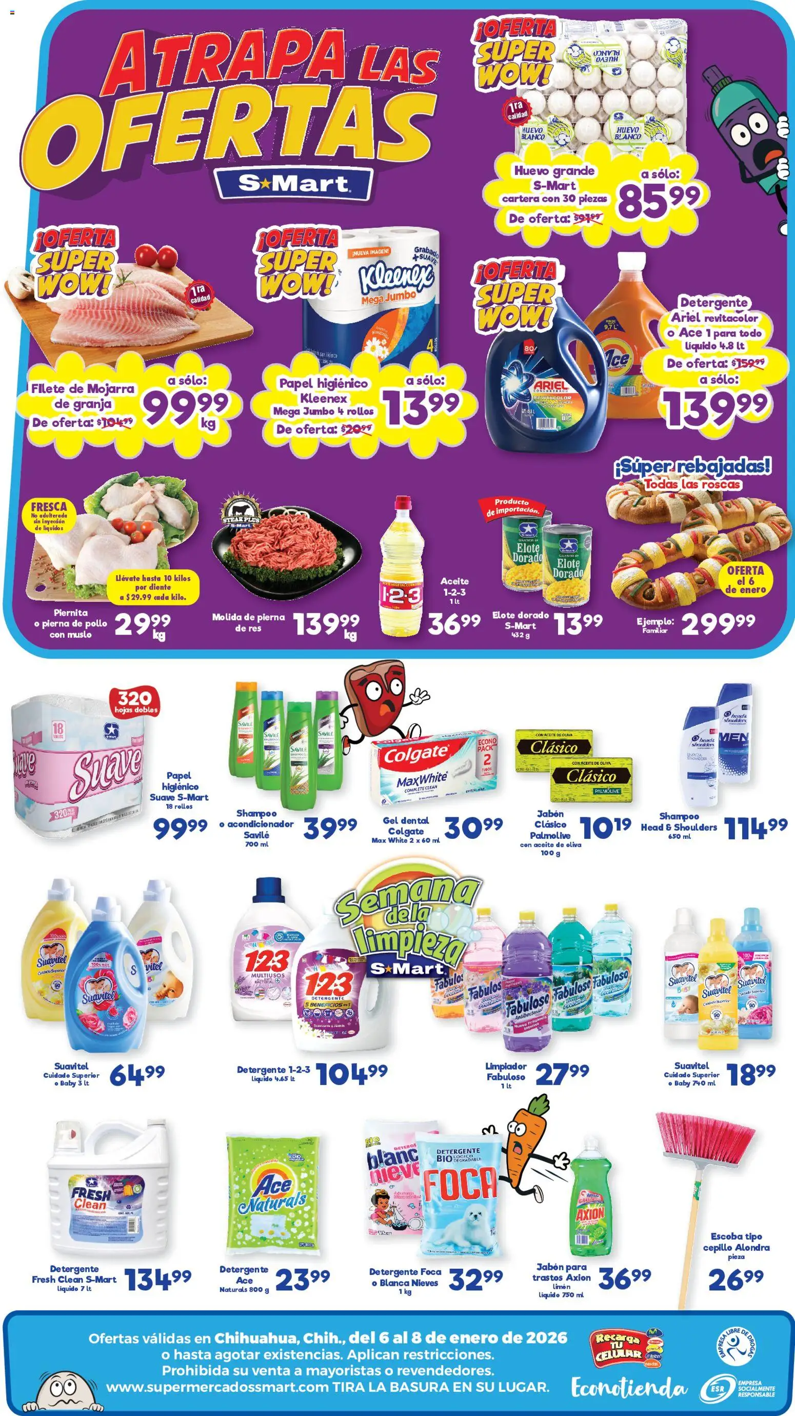 Nuevas ofertas de S-Mart válidas en toda la República Mexicana desde el 06.01.2026. ¡Encuentra las mejores ofertas en S-Mart folleto Chihuahua! | Página: 2 | Productos: Huevo, Aceite, Limpiador, Jabón