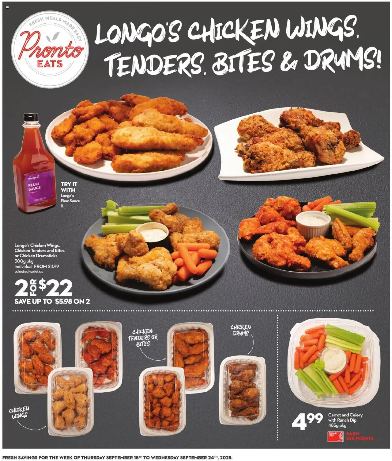 Longo's flyer valid from 18.09.2025 | Page: 19 | Products: Carrot, Chicken wings, Chicken