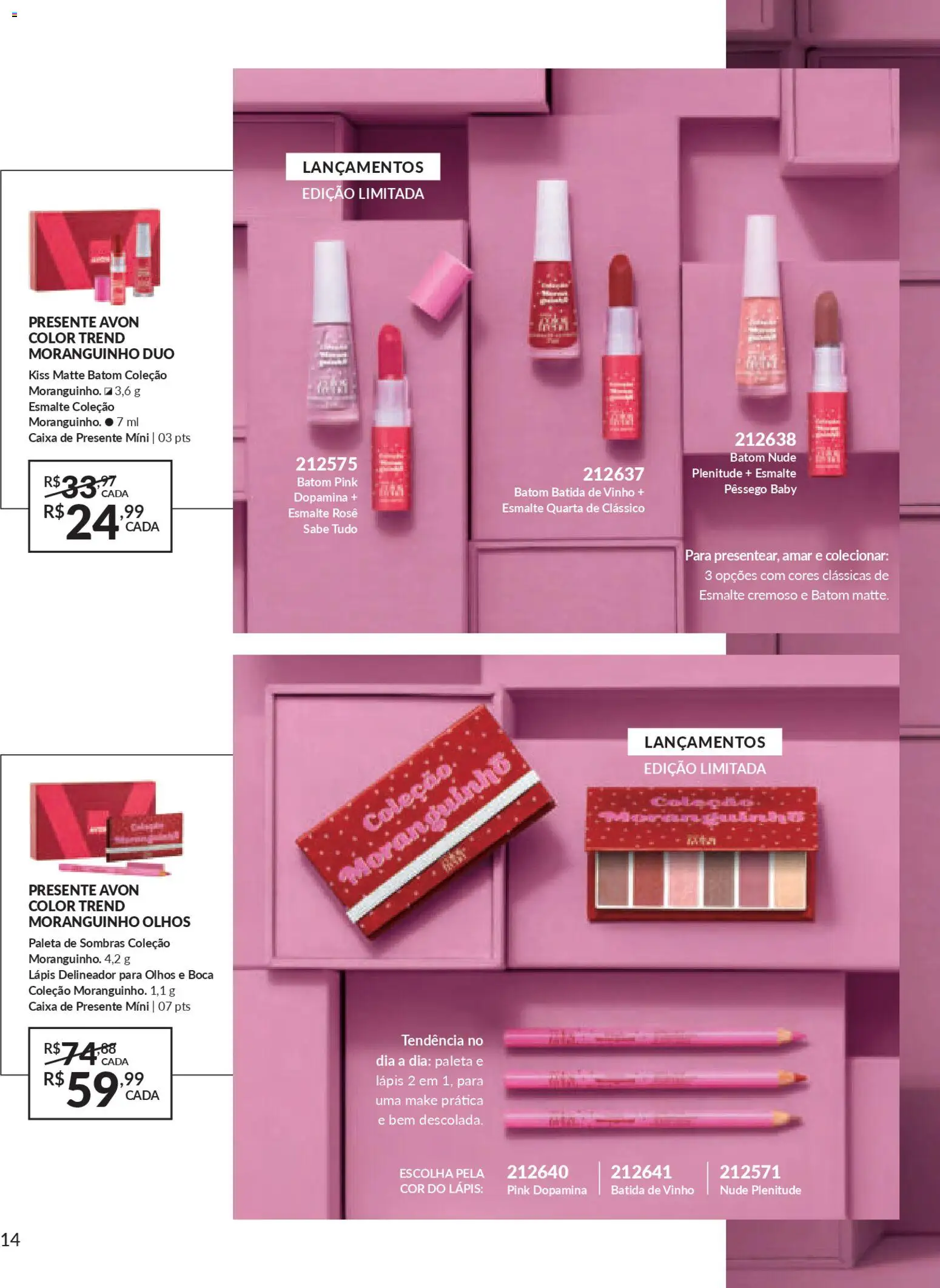 Avon Folheto - válido de 21.11.2025 | Página: 14 | Produtos: Delineador, Batom, Lápis, Vinho
