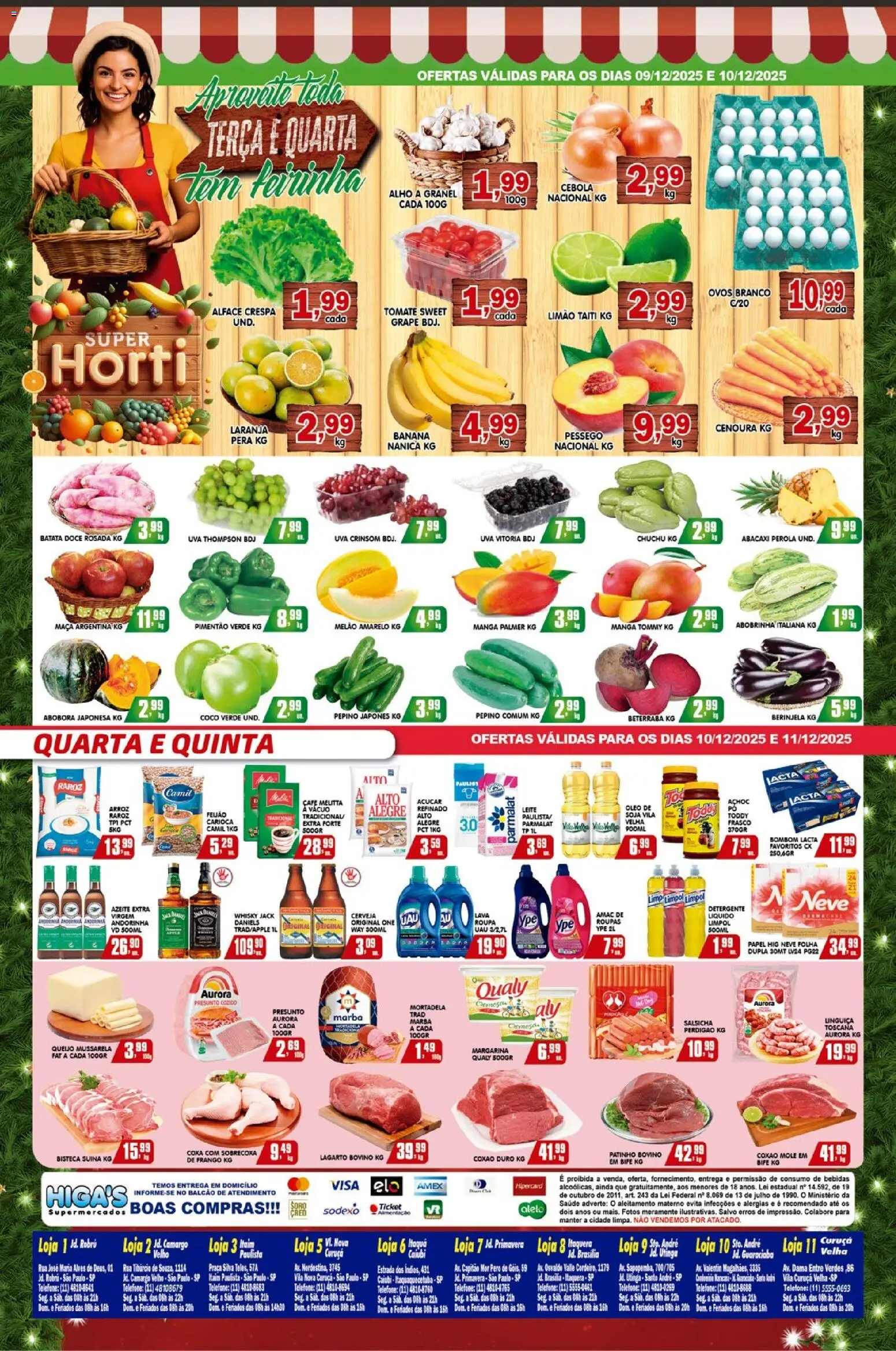 Higa's Supermercado Folheto - válido de 10.12.2025 | Página: 4 | Produtos: Chuchu, Pimentão, Leite, Café