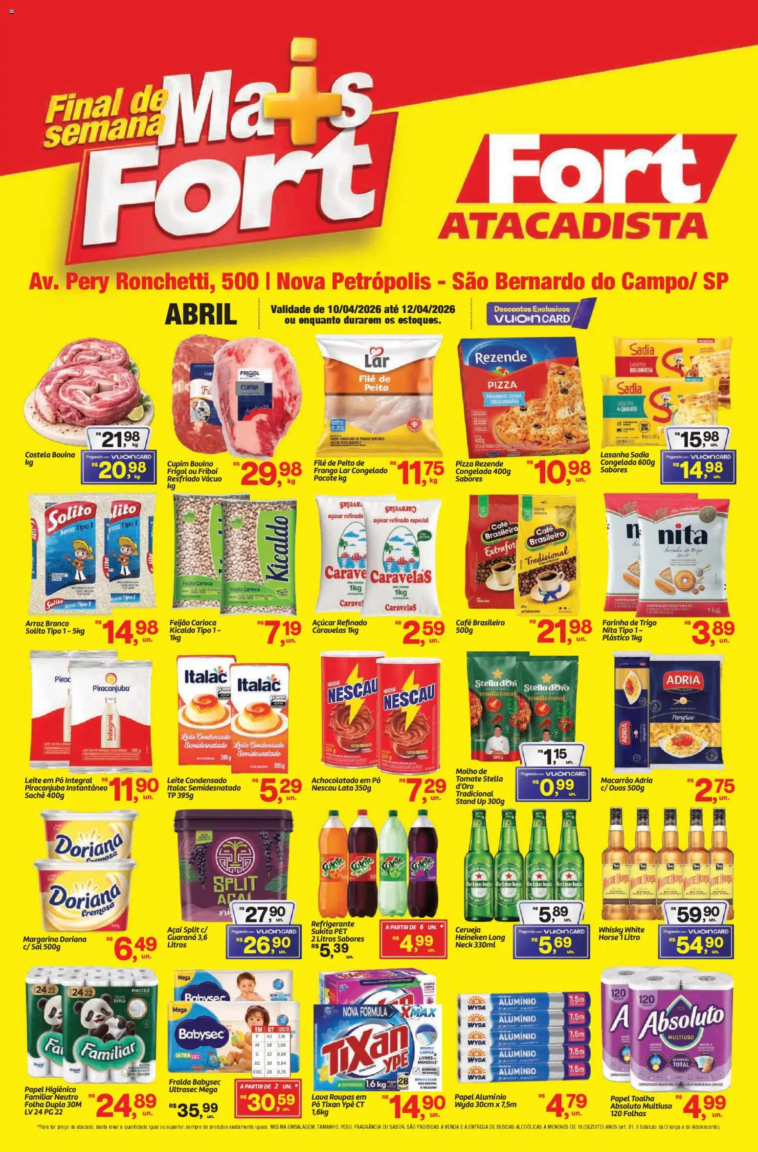 Fort Atacadista Folheto - válido de 10.04.2026 | Página: 1 | Produtos: Pizza Rezende, Café, Pizza, Leite em pó