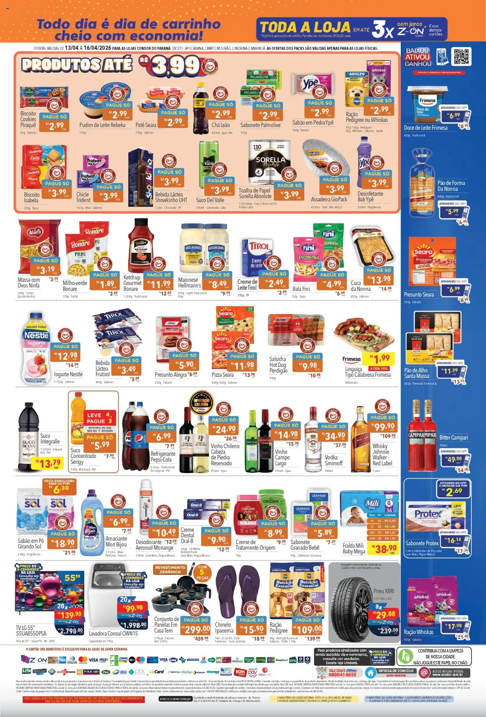 Supermercados Condor Folheto - válido de 13.04.2026 | Página: 2 | Produtos: Desodorante, Presunto, Vinho, Refrigerante