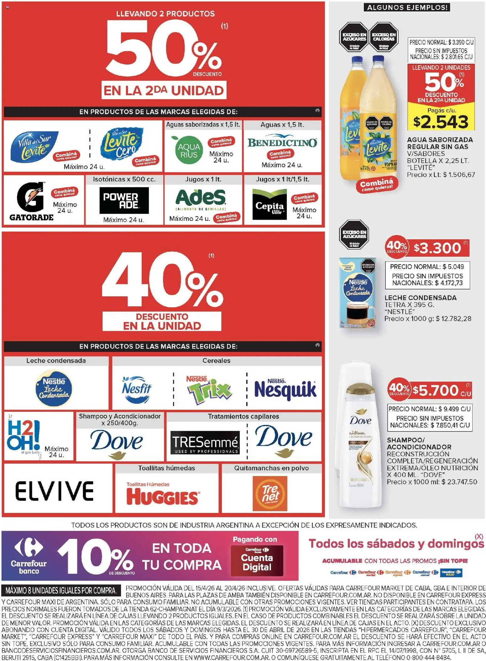 Carrefour ofertas │ válido desde el 15.04.2026 | Página: 28 | Productos: Teléfono, Banco, Shampoo, Toallitas húmedas