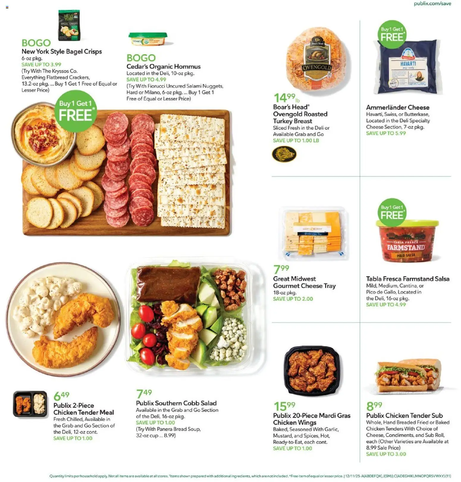 Publix Weekly Ad - valid from 10.12.2025 | Page: 11 | Products: Cheese, Bread, Salami, Salad