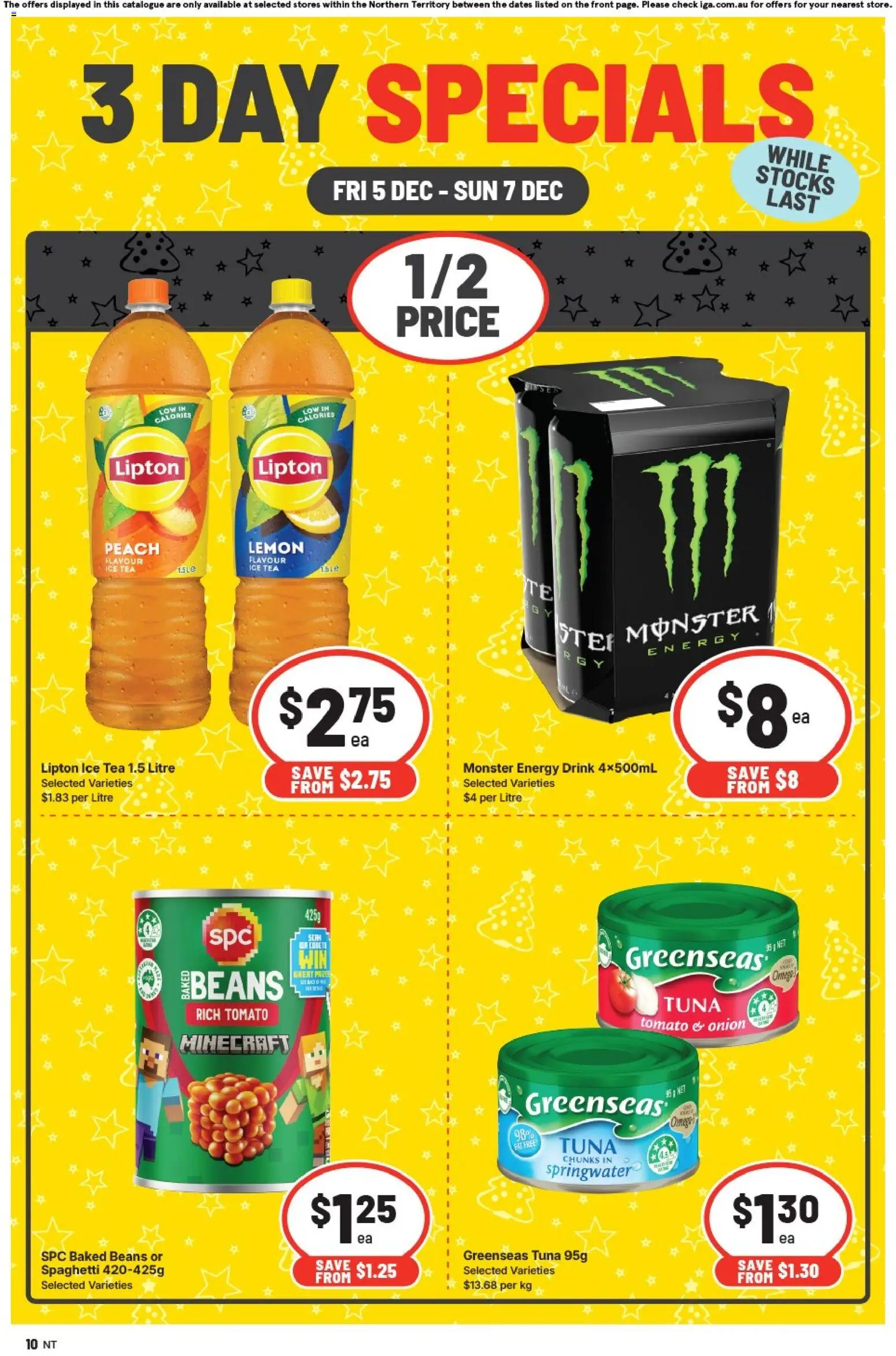 IGA catalogue - valid from 05.12.2025 | Page: 2 | Products: Energy drink, Tea, Tuna, Peach