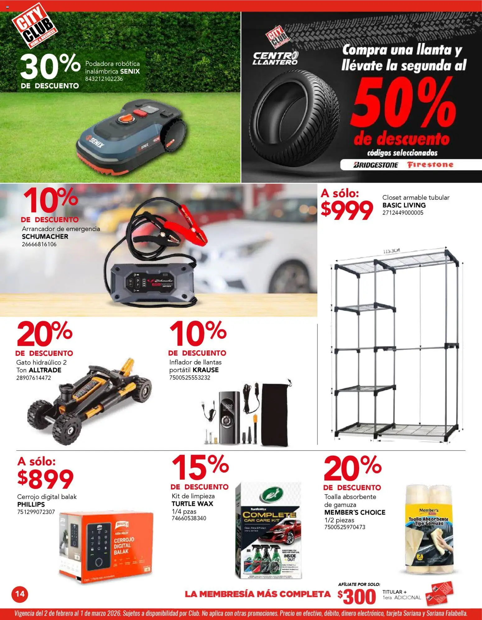 Nuevas ofertas de City Club válidas en toda la República Mexicana desde el 02.02.2026. ¡Encuentra las mejores ofertas en City Club catálogo! | Página: 14 | Productos: Gamuza, Inflador, Toalla, Podadora