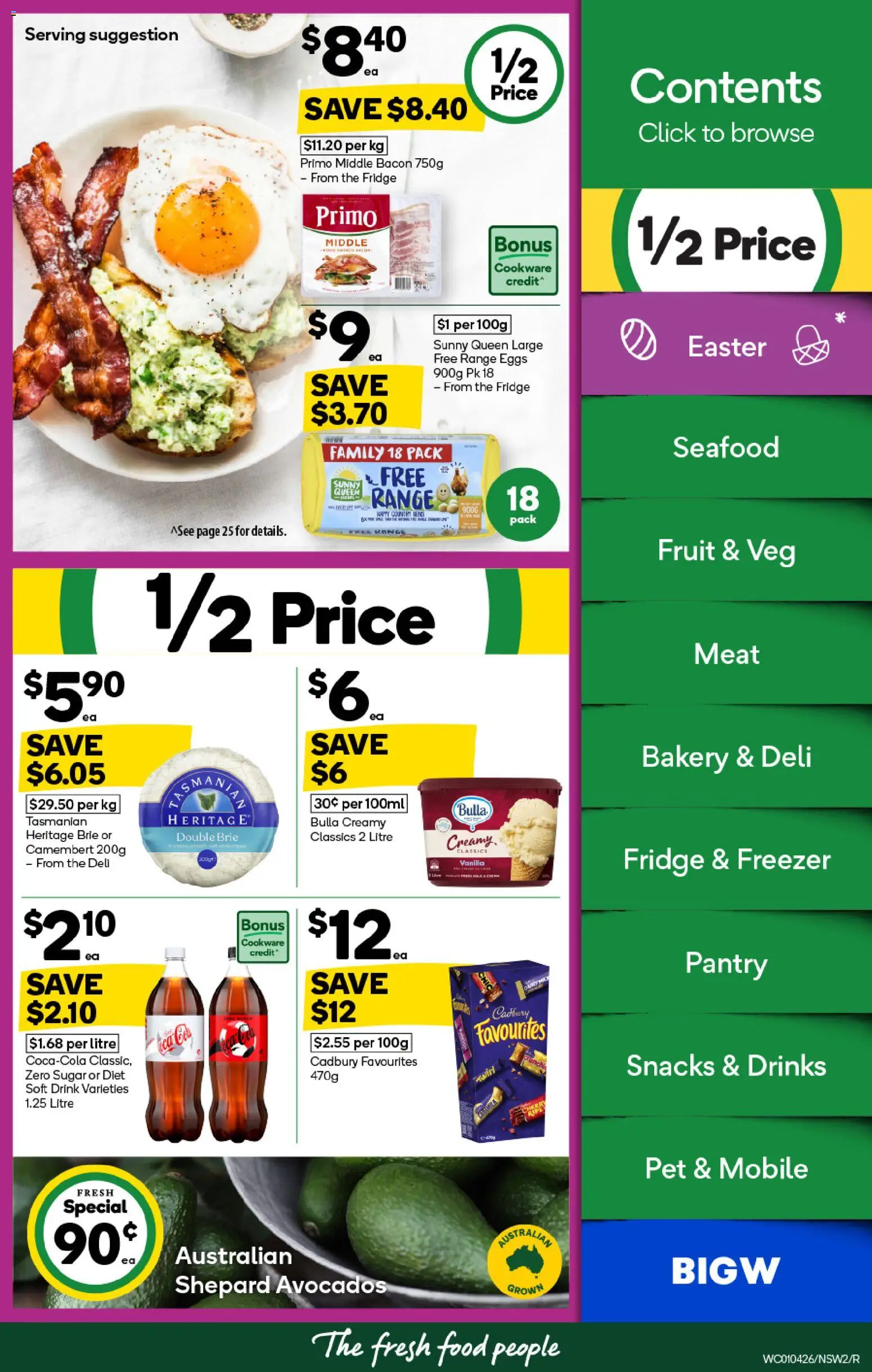 Woolworths catalogue - valid from 01.04.2026 | Page: 2 | Products: Bacon, Eggs, Cookware, Sugar