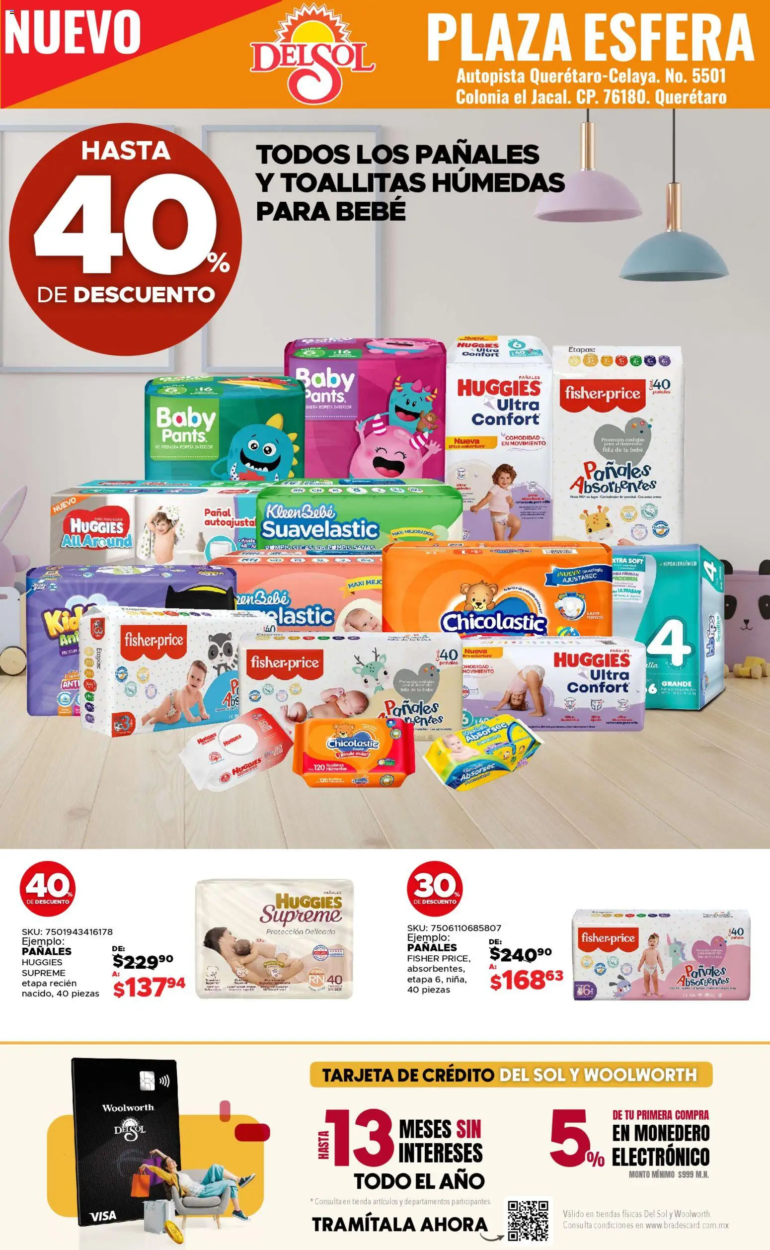 Nuevas ofertas de Del Sol y Woolworth válidas en toda la República Mexicana desde el 13.11.2025. ¡Encuentra las mejores ofertas en Del Sol y Woolworth catálogo Apertura Querétaro Esfera 1201! | Página: 36 | Productos: Monedero, Toallitas húmedas, Pañales, Pants