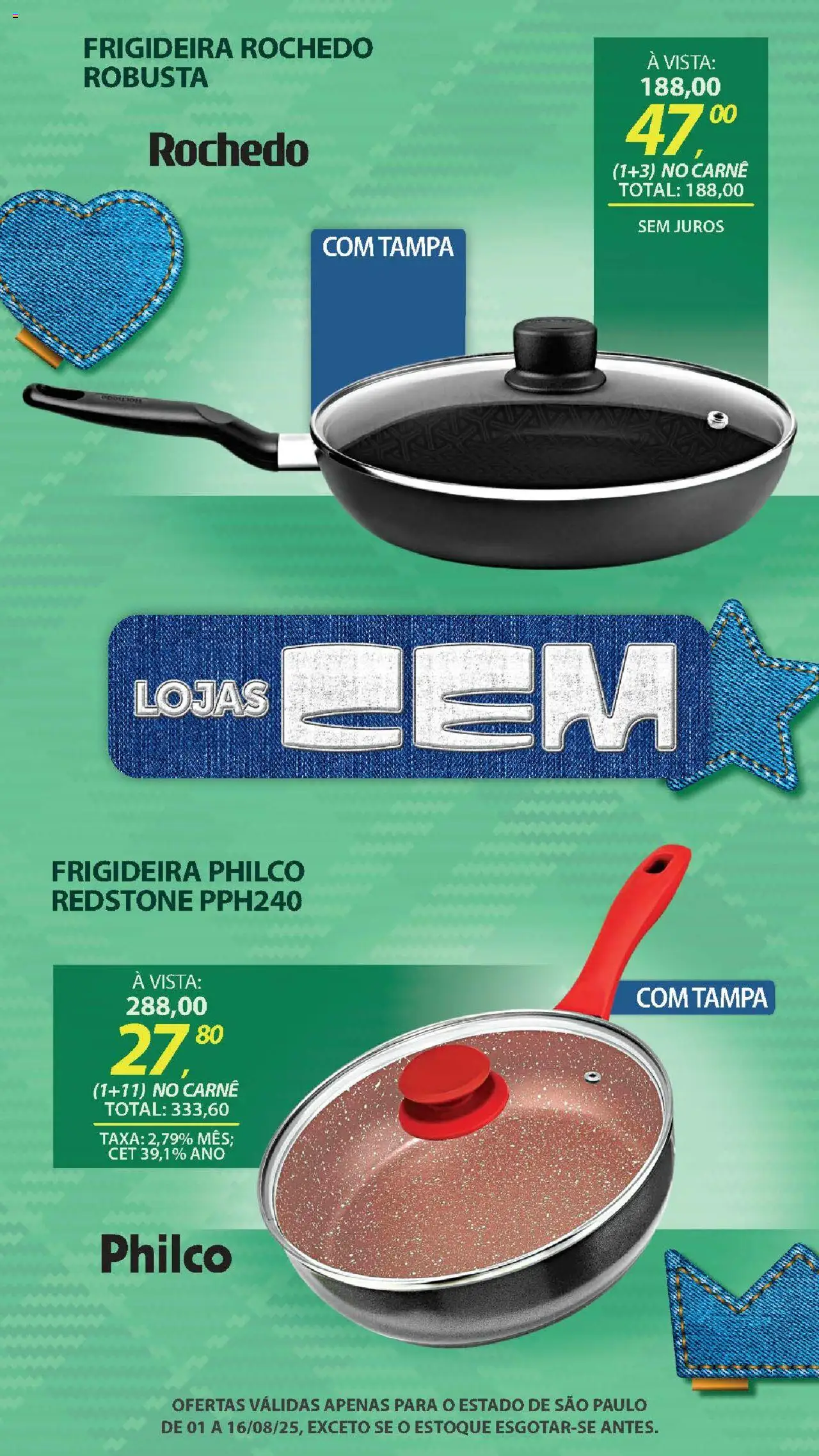 Lojas Cem Folheto - válido de 01.08.2025 | Página: 72 | Produtos: Frigideira, Carne