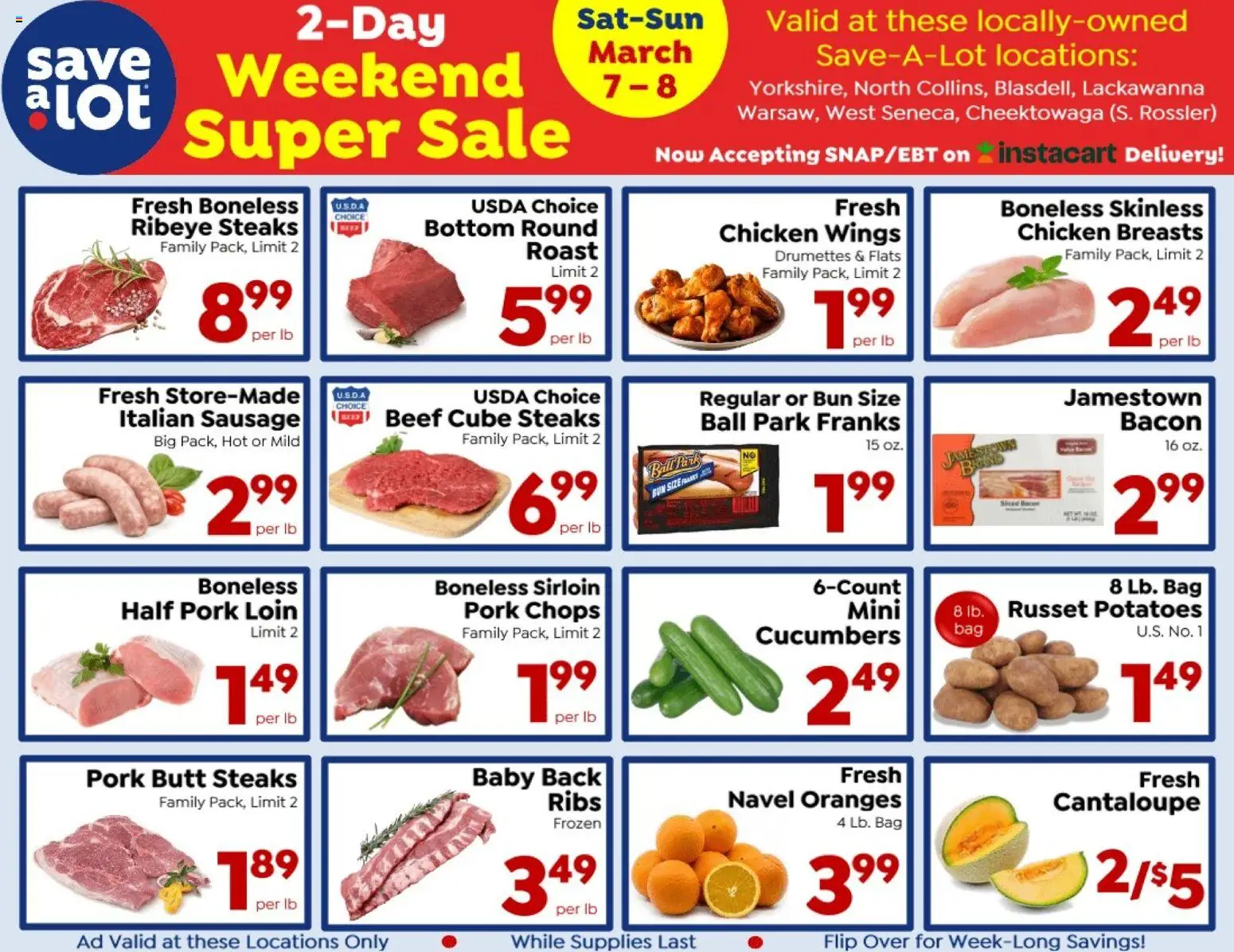 Save a Lot Special Promotion - valid from 07.03.2026 | Page: 1 | Products: Pork, Oranges, Sausage, Bag