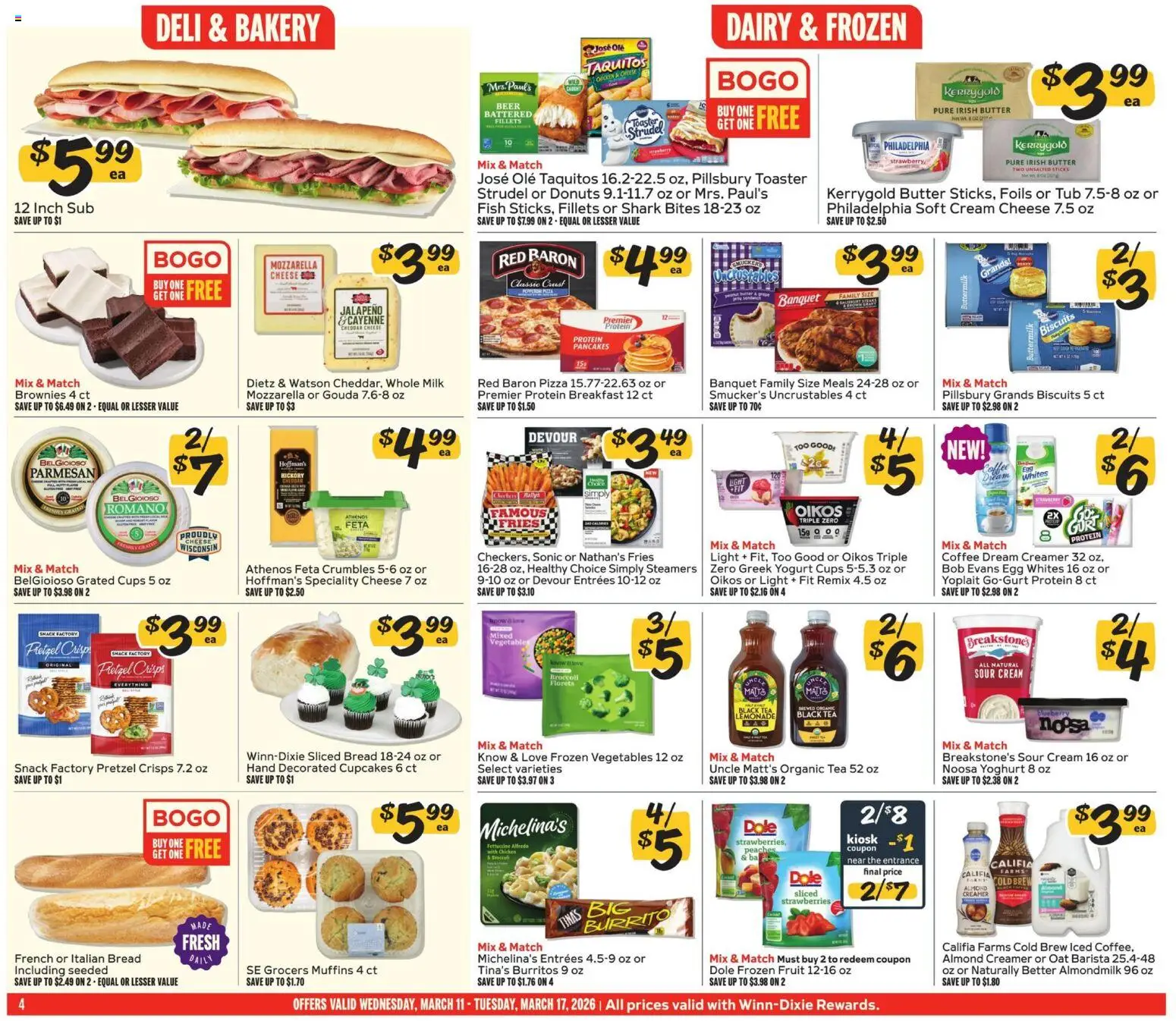 Winn Dixie Weekly Circular - GA - valid from 11.03.2026 | Page: 4 | Products: Broccoli, Butter, Bread, Fish