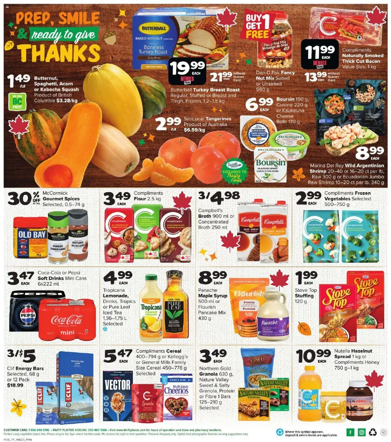 Thrifty Foods flyer valid from 02.10.2025 | Page: 2 | Products: Tangerines, Cheese, Chocolate, Chicken