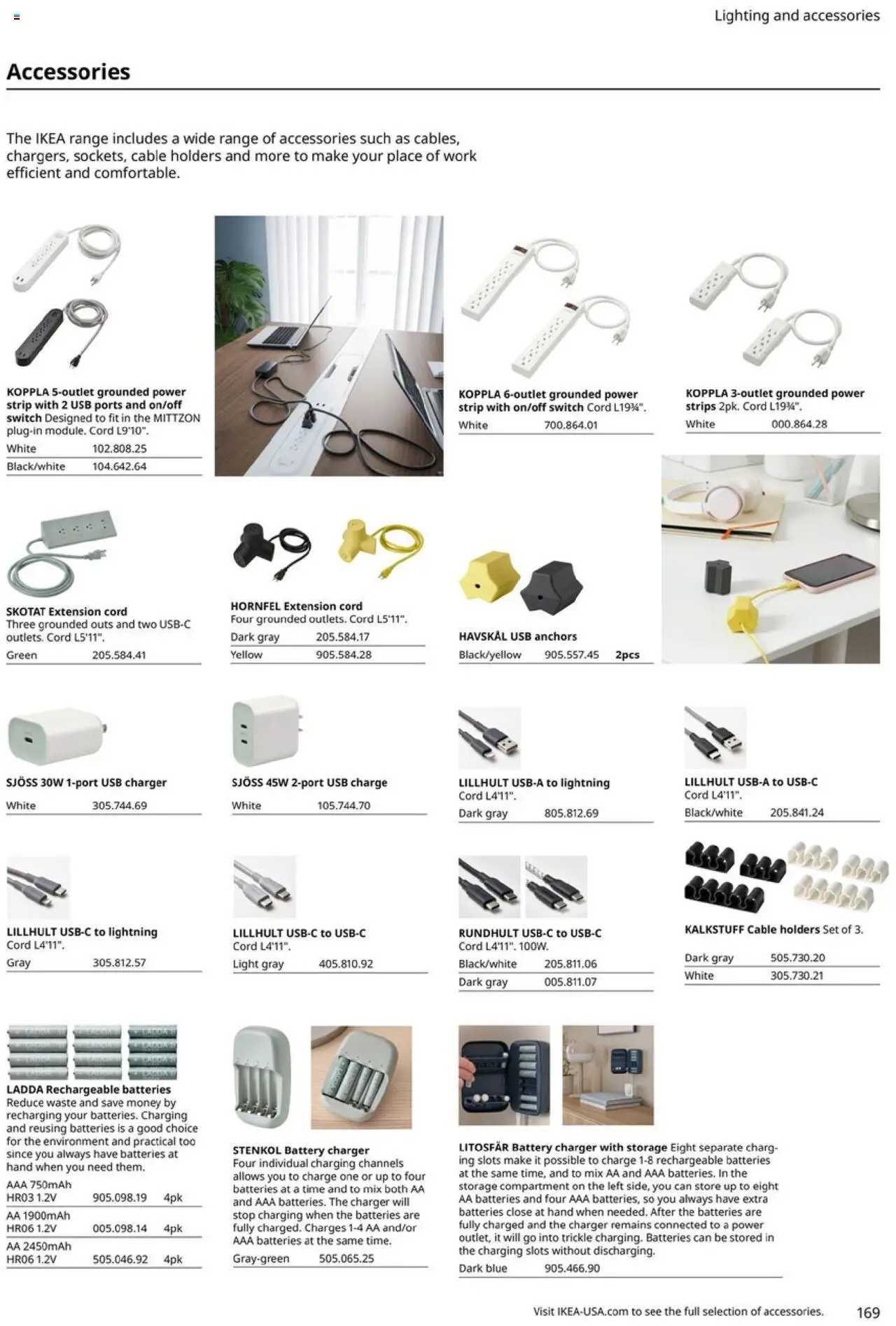 IKEA Office Brochure 2025 - valid from 01.03.2025 | Page: 169 | Products: Battery, Switch, Cable, Usb