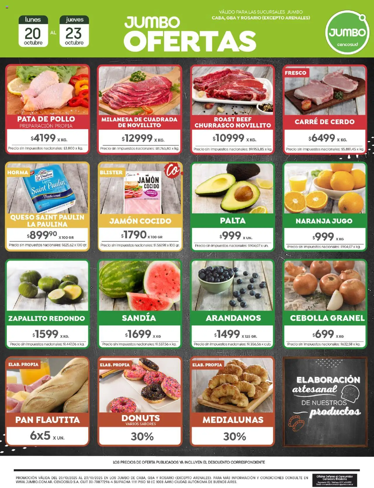 Jumbo ofertas │ válido desde el 20.10.2025 | Página: 1 | Productos: Cebolla, Arándanos, Jamón, Jugo