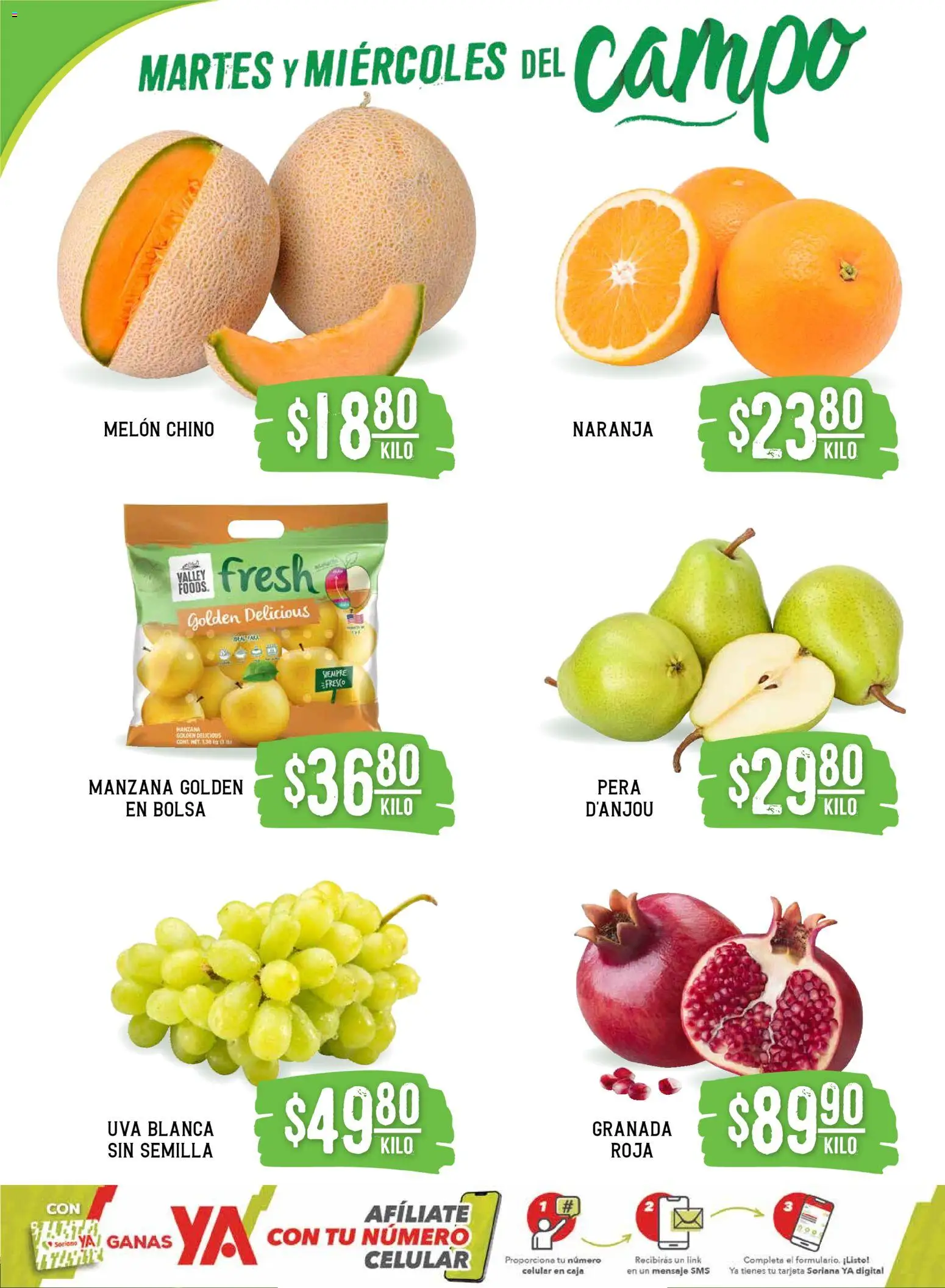 Nuevas ofertas de Soriana válidas en toda la República Mexicana desde el 25.11.2025. ¡Encuentra las mejores ofertas en Soriana - Martes y Miércoles del Campo Súper: Tijuana, Mexicali, Ensenada, San Luis Río Colorado y Tecate! | Página: 2 | Productos: Melón, Manzana, Uva, Caja