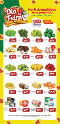 Novo Atacarejo ofertas Dia de Feira - Pré-Visualização do folheto da loja Novo Atacarejo, válido de 01.04.2026 | Página: 1 | Produtos: Melão, Chuchu, Mesa, Massa