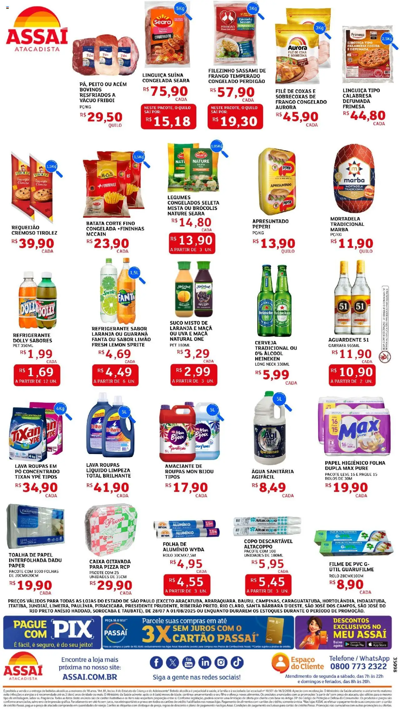 Assaí Atacadista Folheto - válido de 28.07.2025 | Página: 2 | Produtos: Linguiça, Pneus, Roupas, Papel higiênico