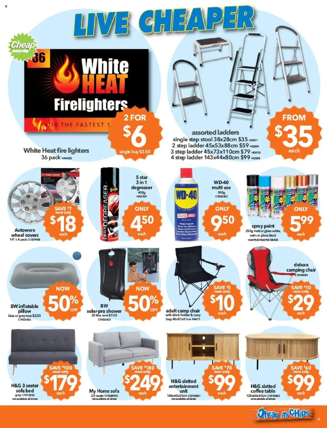 Cheap as Chips catalogue - valid from 03.09.2025 | Page: 3 | Products: Shower, Step ladder, Chips, Bed