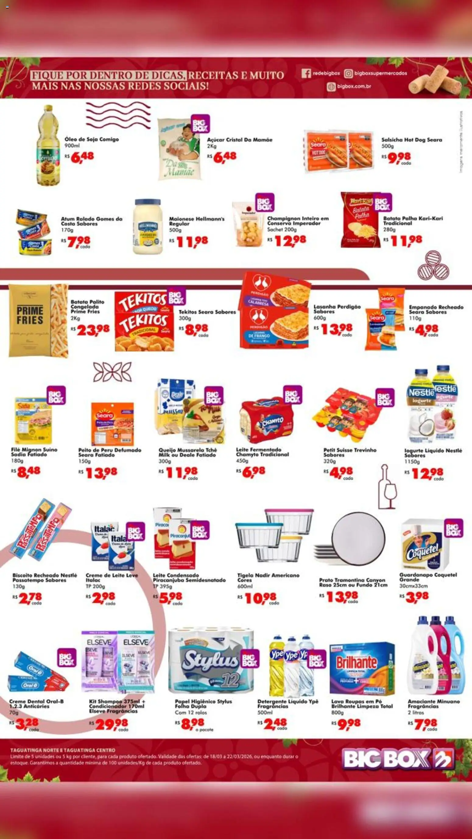 Big Box Folheto - válido de 18.03.2026 | Página: 2 | Produtos: Salsicha, Filé mignon, Lasanha, Leite fermentado