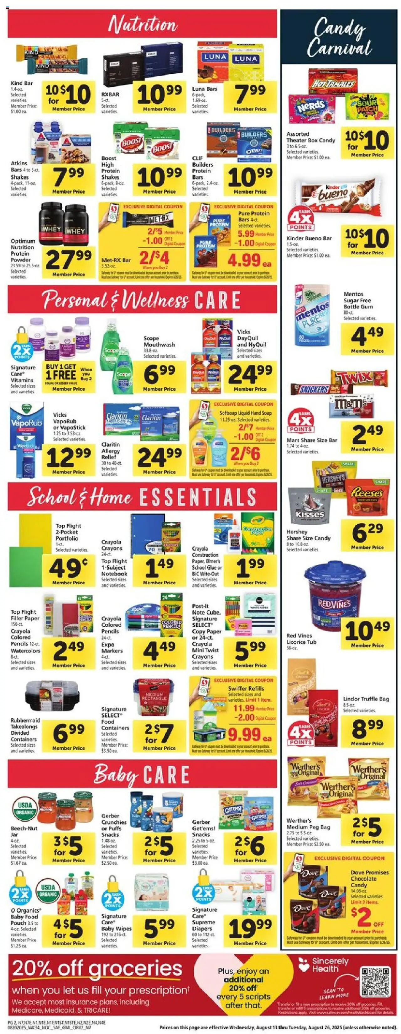 Safeway Weekly Ad - valid from 20.08.2025 | Page: 11 | Products: Chocolate, Soap, Notebook, Bag