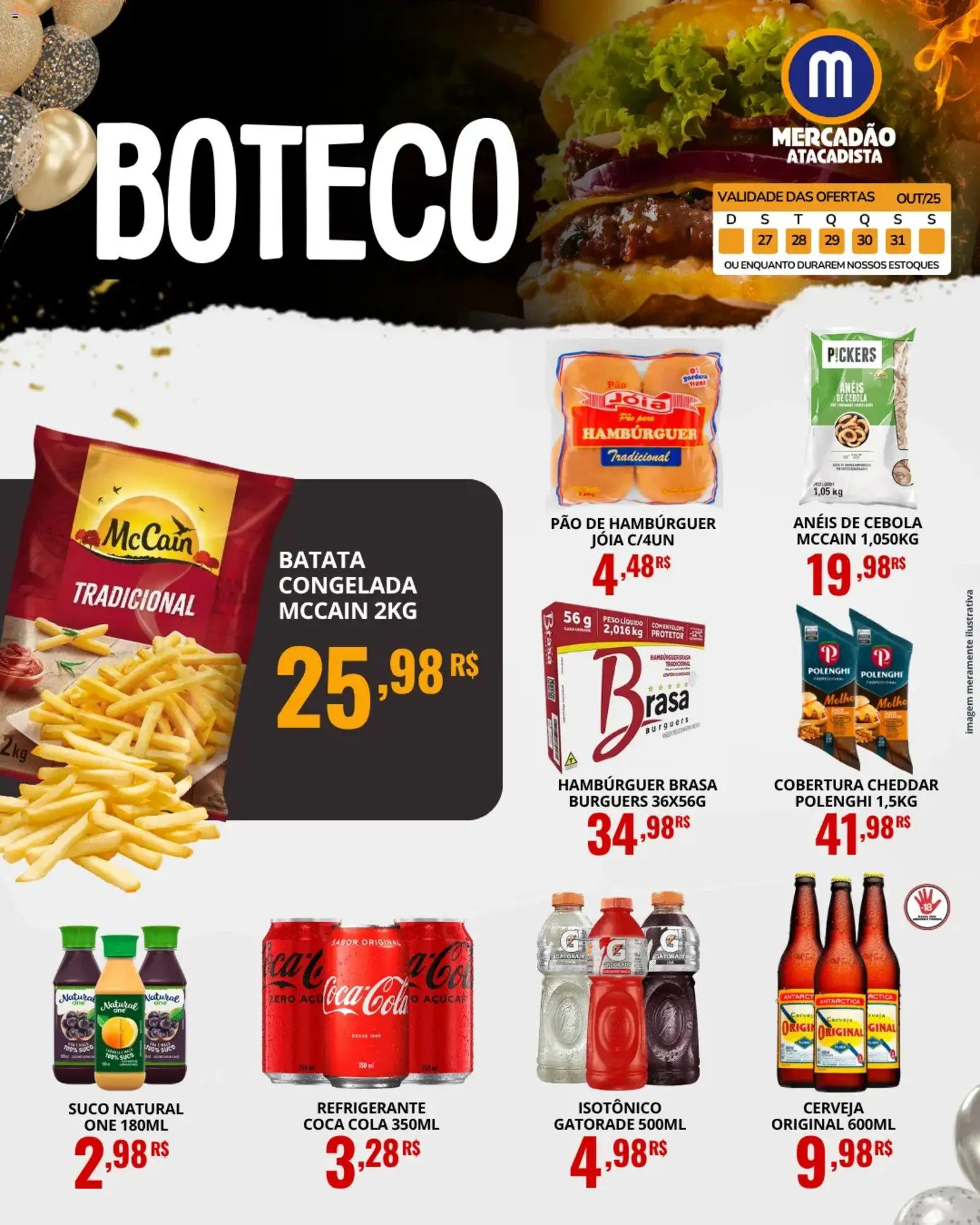Mercadão Atacadista Folheto - válido de 27.10.2025 | Página: 4 | Produtos: Cheddar, Hambúrguer, Açúcar, Batata
