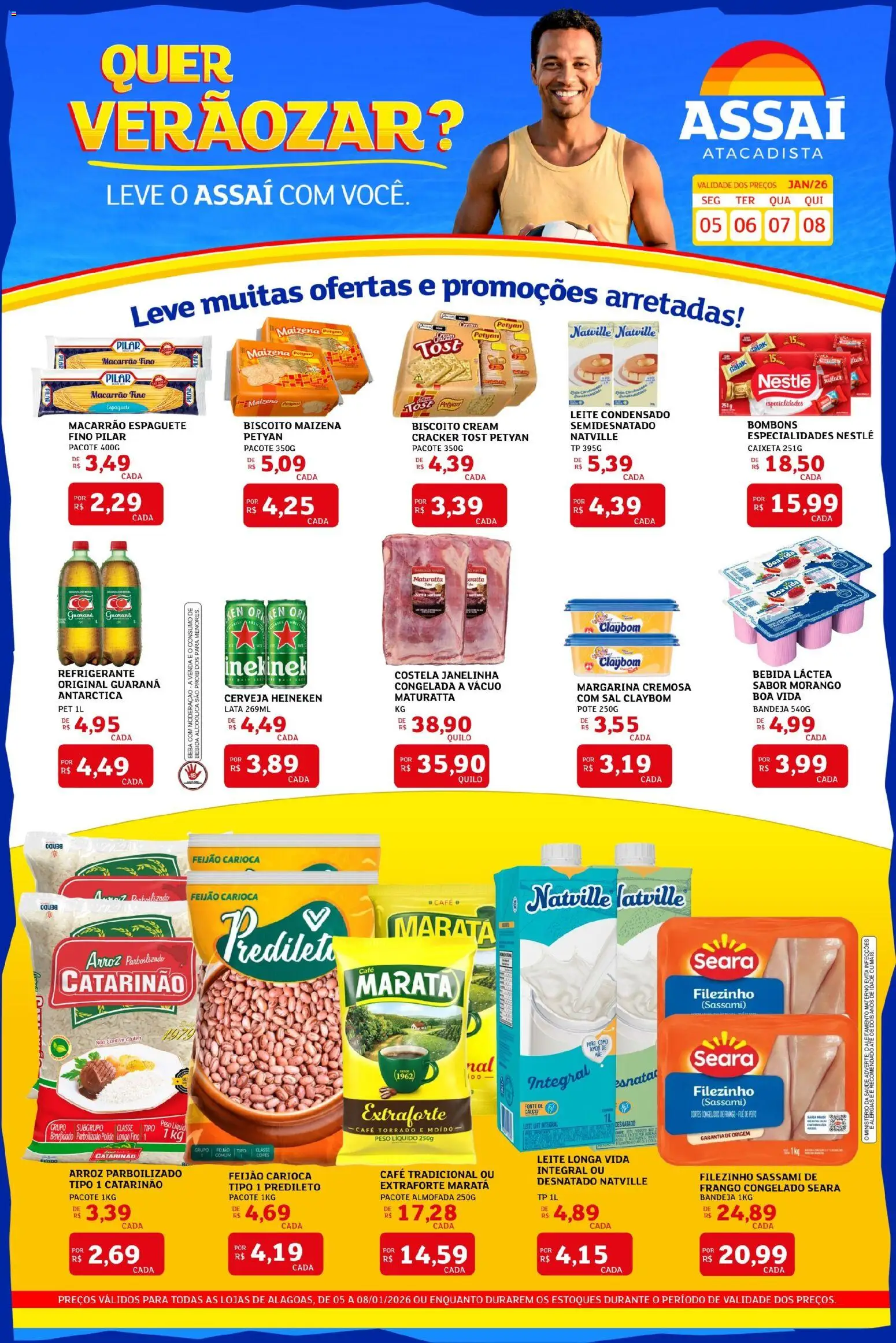 Assaí Atacadista Folheto - válido de 05.01.2026 | Página: 1 | Produtos: Feijão, Biscoito, Almofada, Macarrão