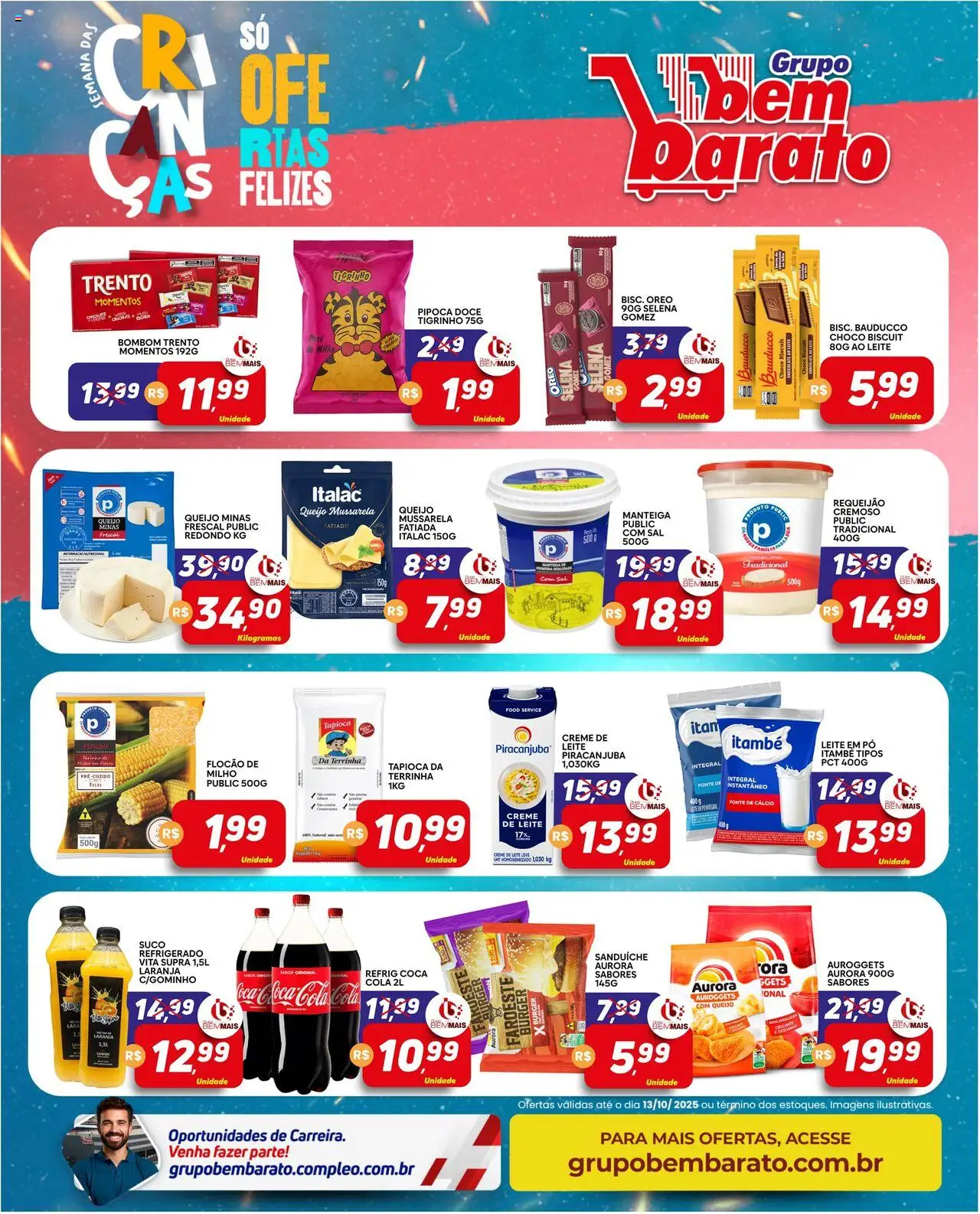 Supermercado Bem Barato Folheto - válido de 07.10.2025 | Página: 2 | Produtos: Tapioca, Sal, Mussarela, Pipoca