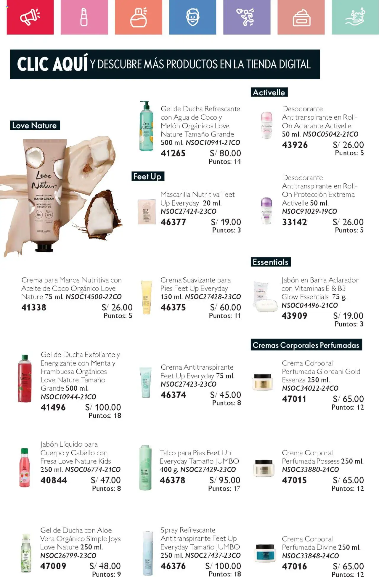 Catálogo Oriflame válido desde 23.08.2025 | Página: 108 | Productos: Exfoliante, Desodorante, Antitranspirante, Ducha