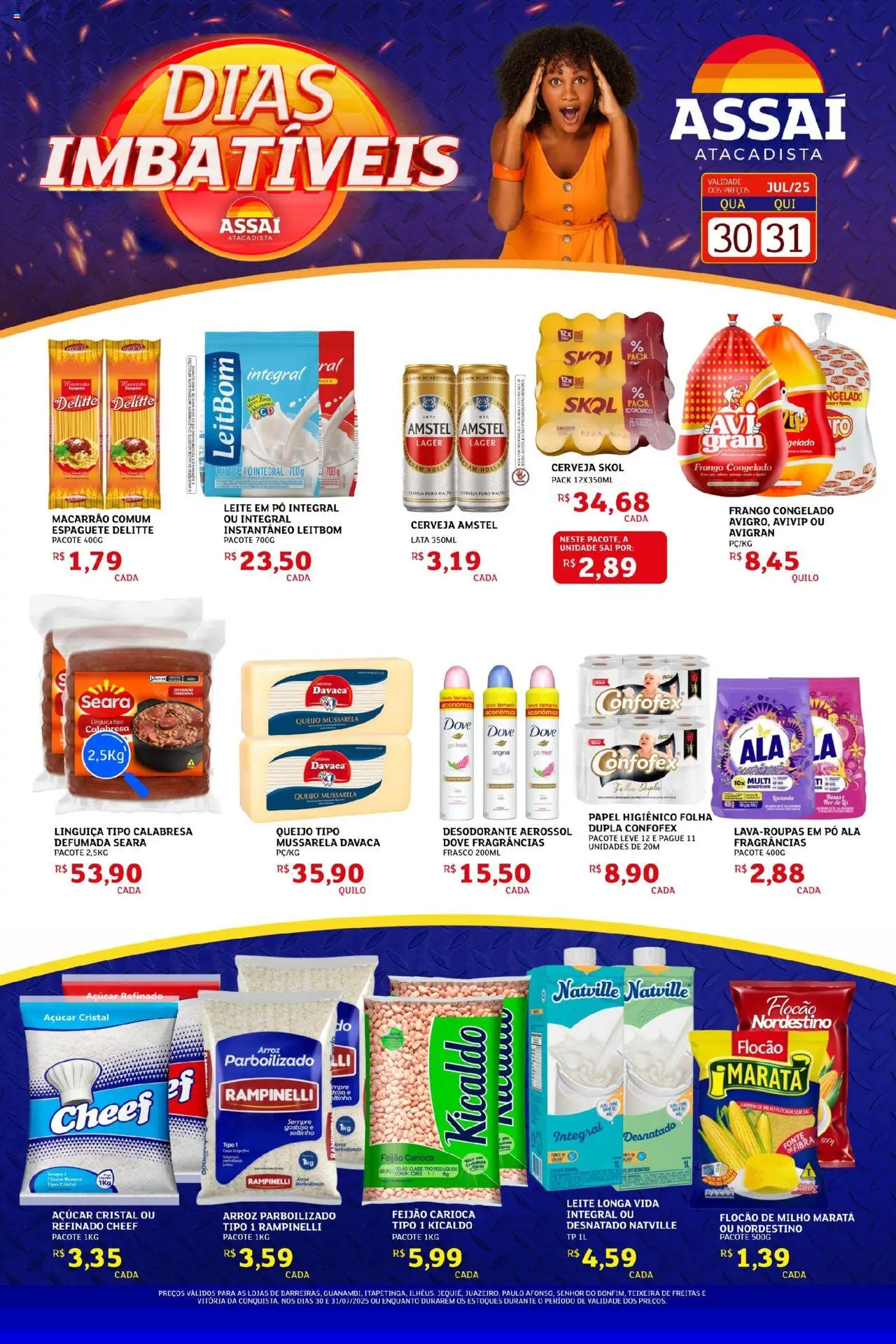 Assaí Atacadista Folheto - válido de 30.07.2025 | Página: 1 | Produtos: Espaguete, Desodorante, Queijo, Dove