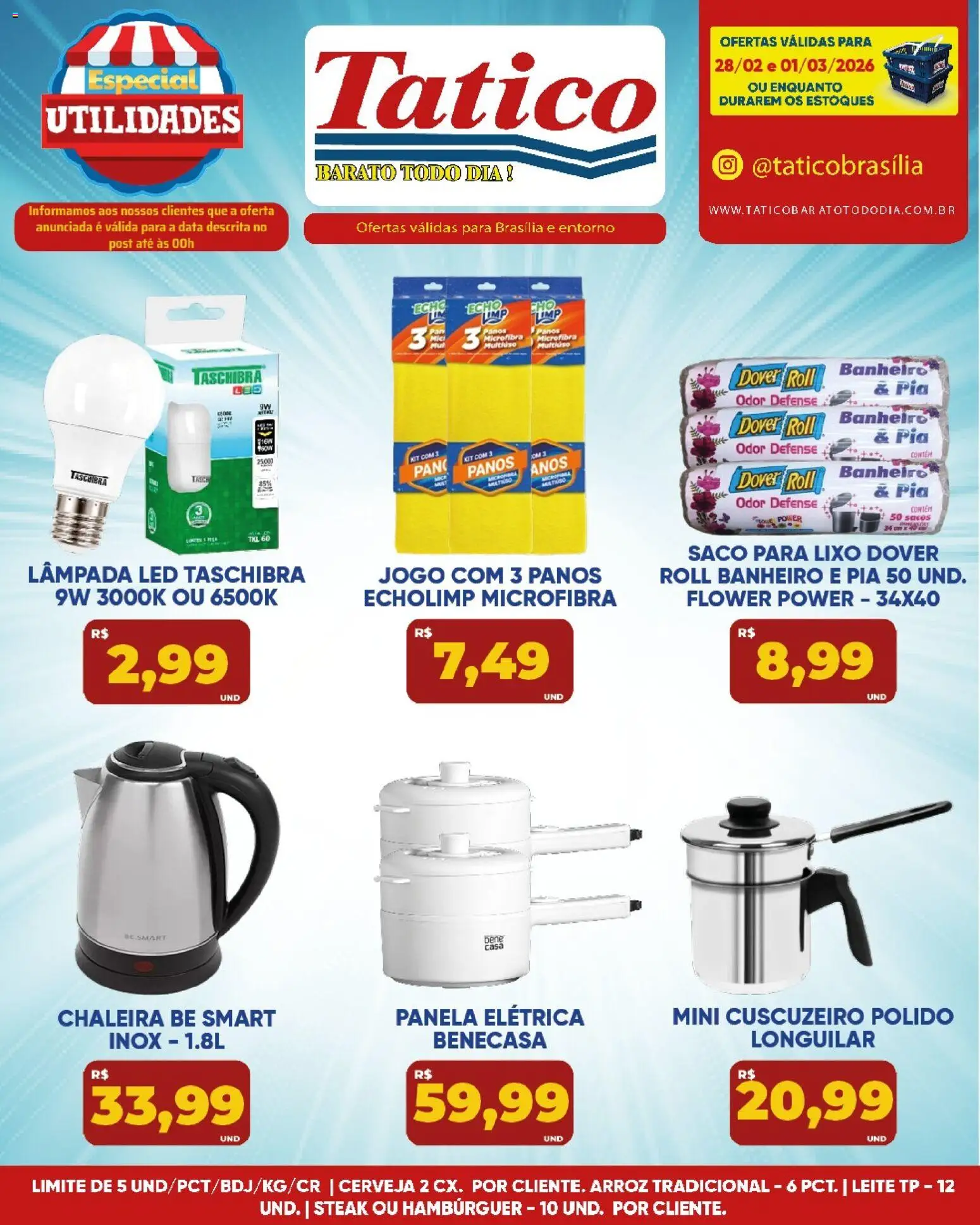 Tatico Folheto - válido de 02.03.2026 | Página: 38 | Produtos: Chaleira, Arroz, Lâmpada led, Pia