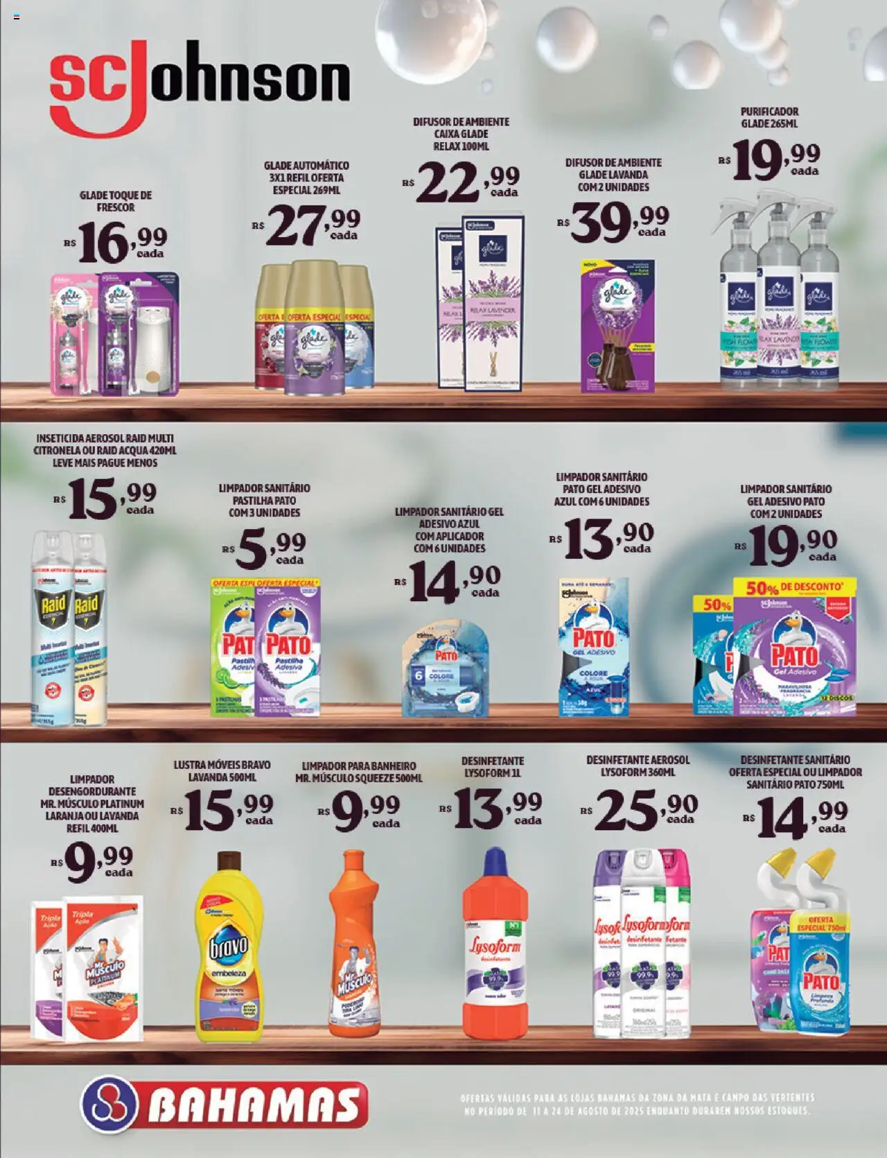Bahamas Supermercados Folheto - válido de 11.08.2025 | Página: 11 | Produtos: Difusor, Lustra móveis, Desinfetante, Inseticida