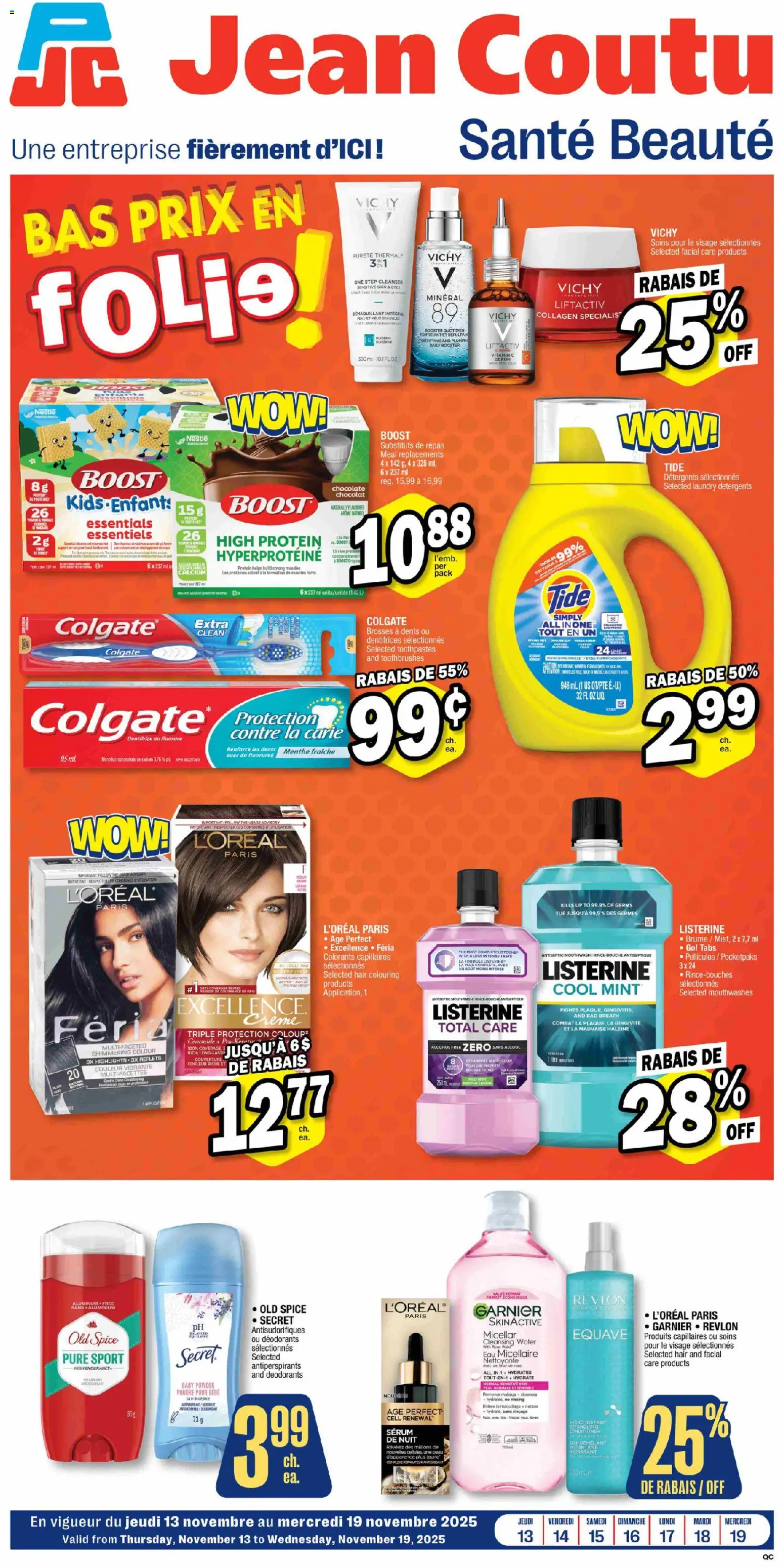 Jean Coutu flyer valid from 13.11.2025 | Page: 1 | Products: Powder, Chocolate