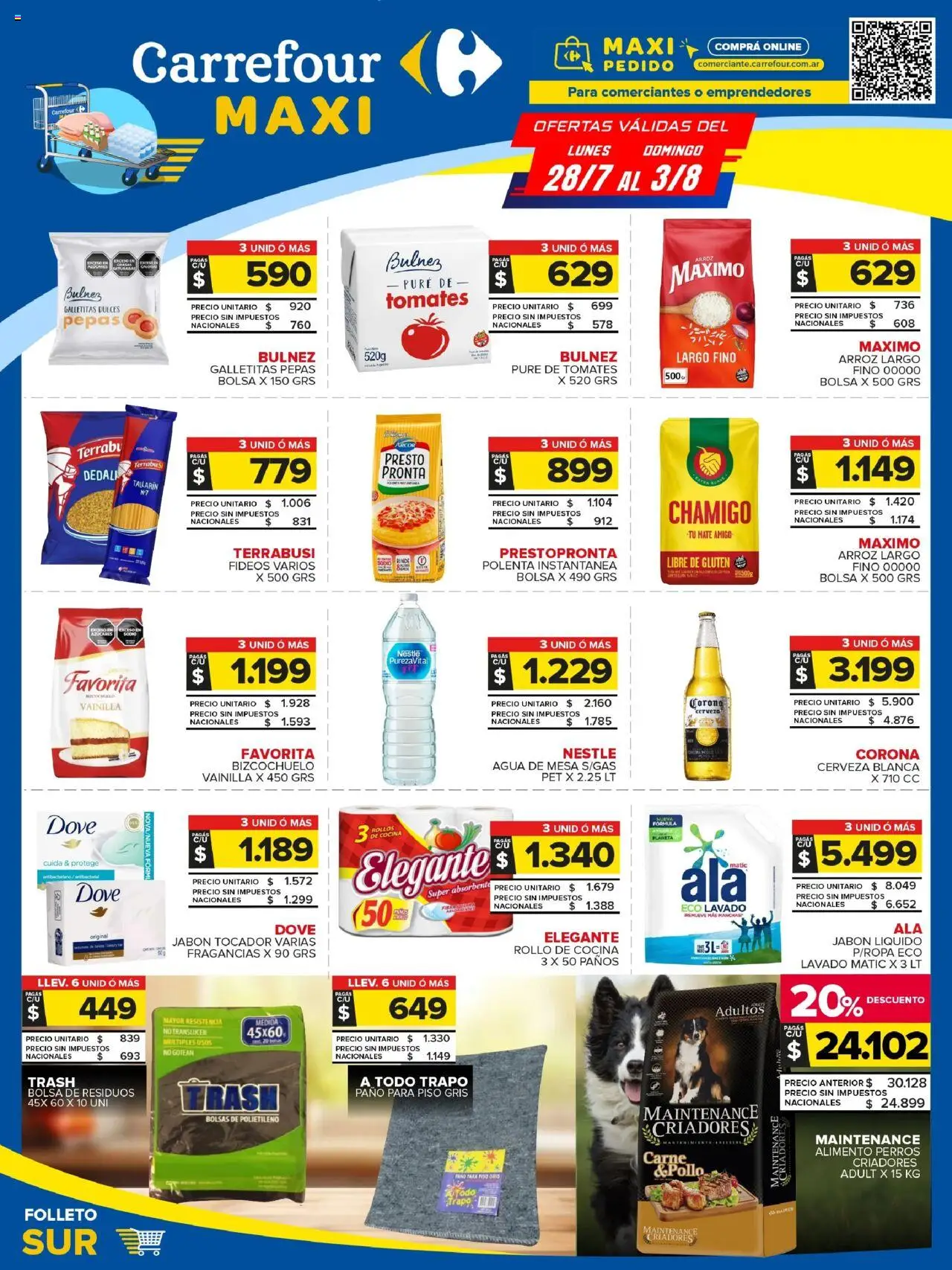 Carrefour Maxi catálogo - Chubut │ válido desde el 28.07.2025 | Página: 1 | Productos: Bolsa, Mate, Polenta, Arroz